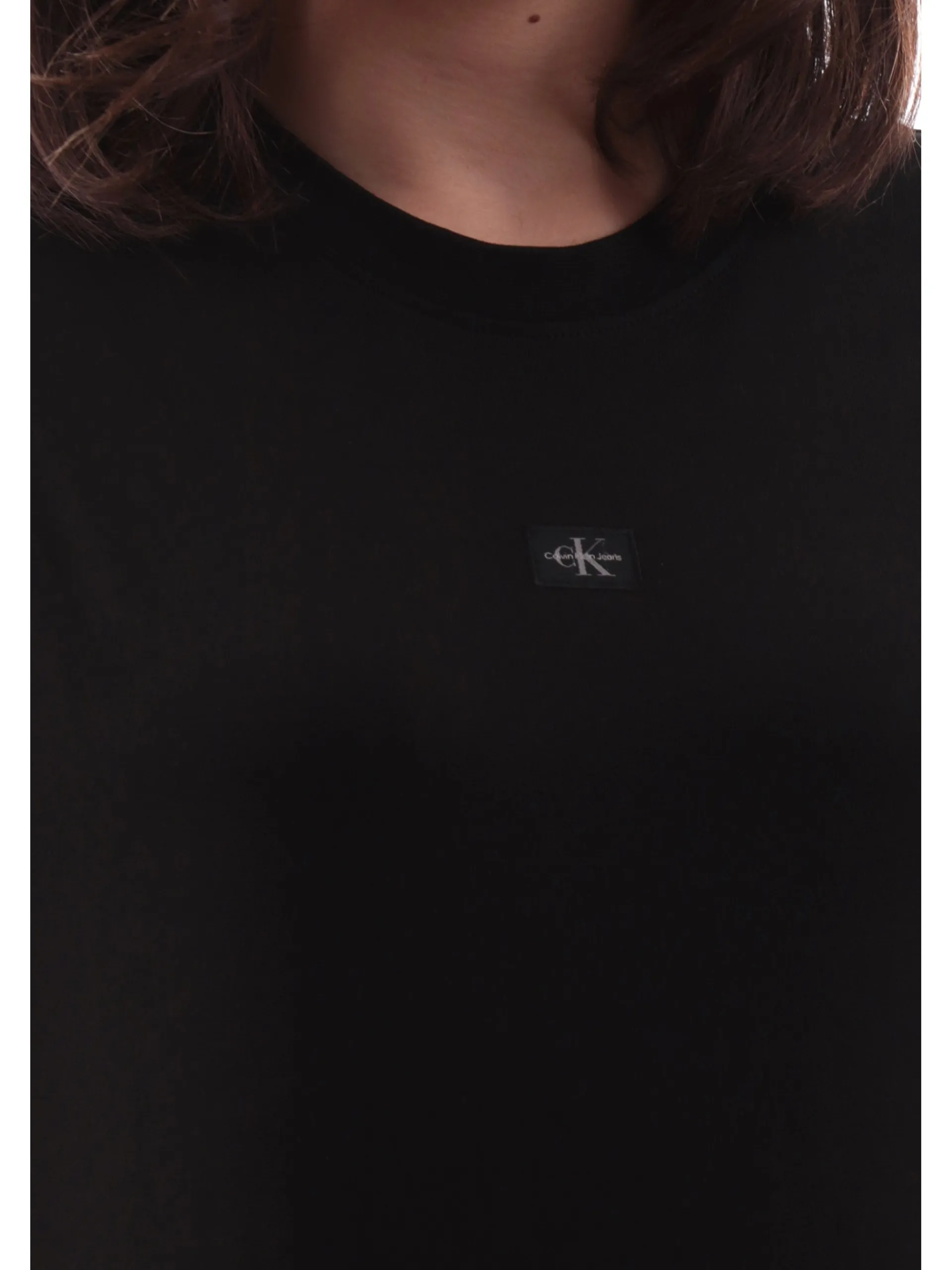 CALVIN KLEIN T-Shirt*Maglia nera da donna patch CK sul davanti J20J225243