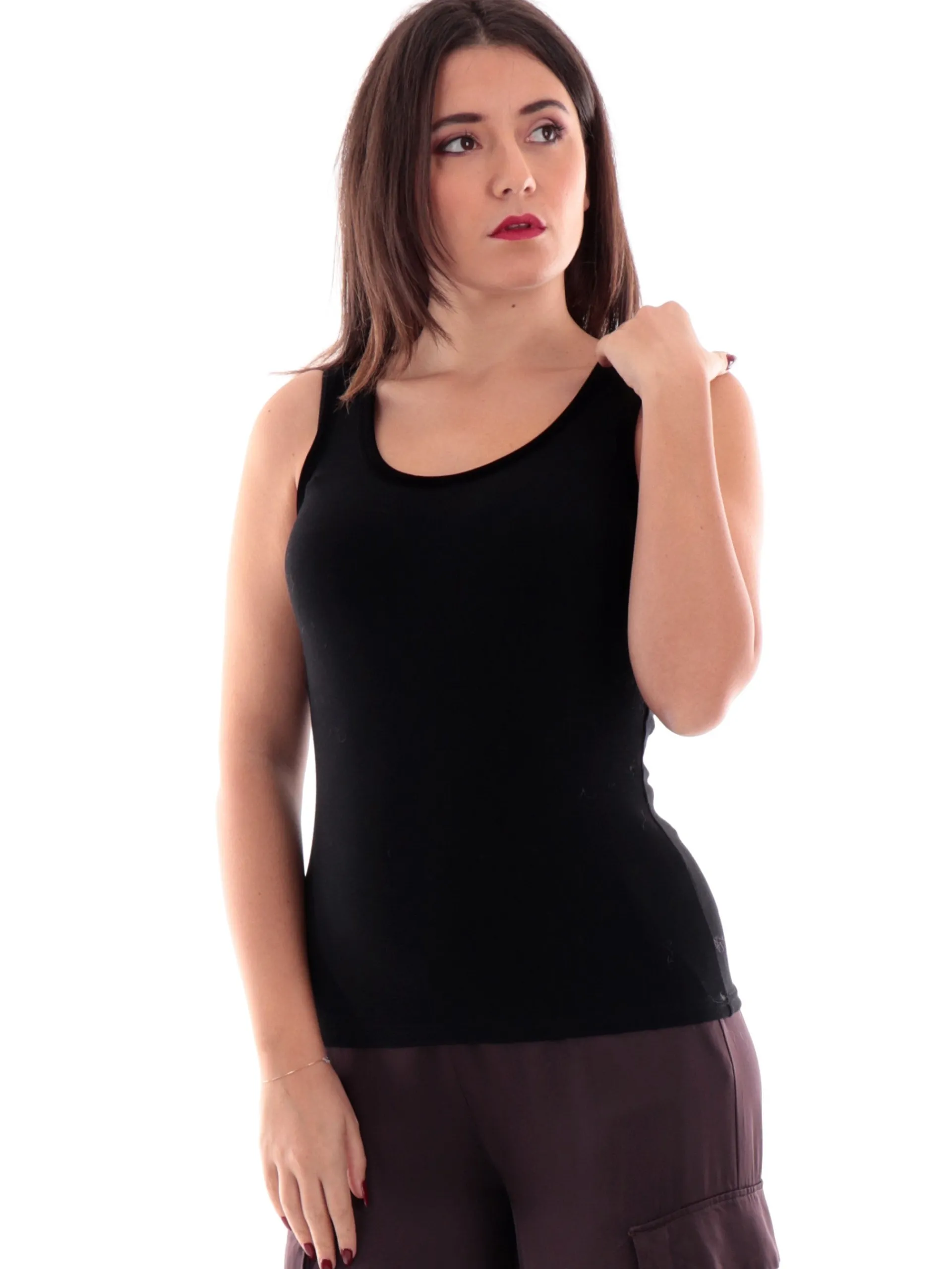 MOLLYBRACKEN Maglie*Maglia canotta Manila Grace nera da donna sottogiacca TLF147CN