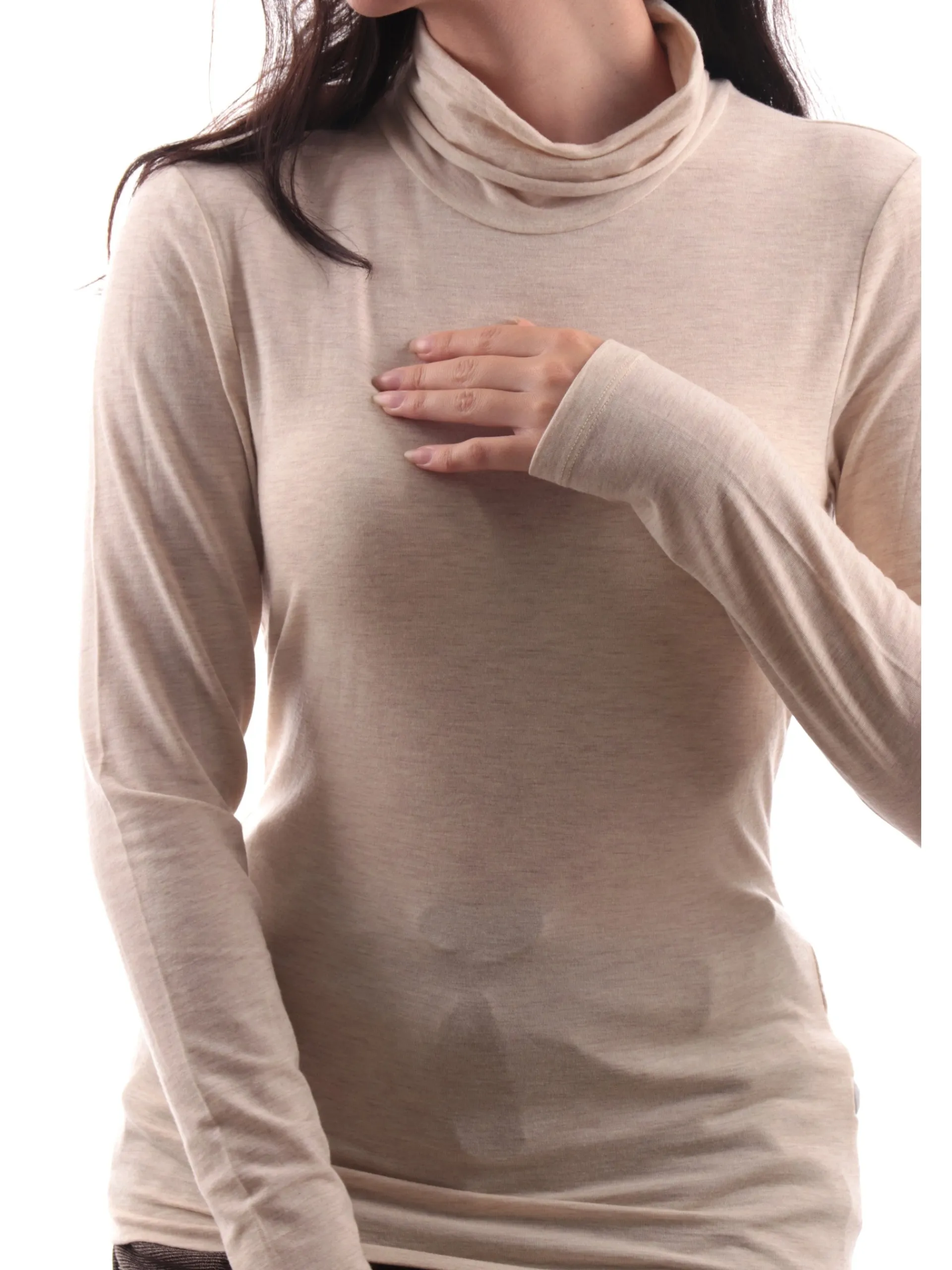 ONLY Maglie*Maglia collo alto beige dolcevita da Donna 15330651
