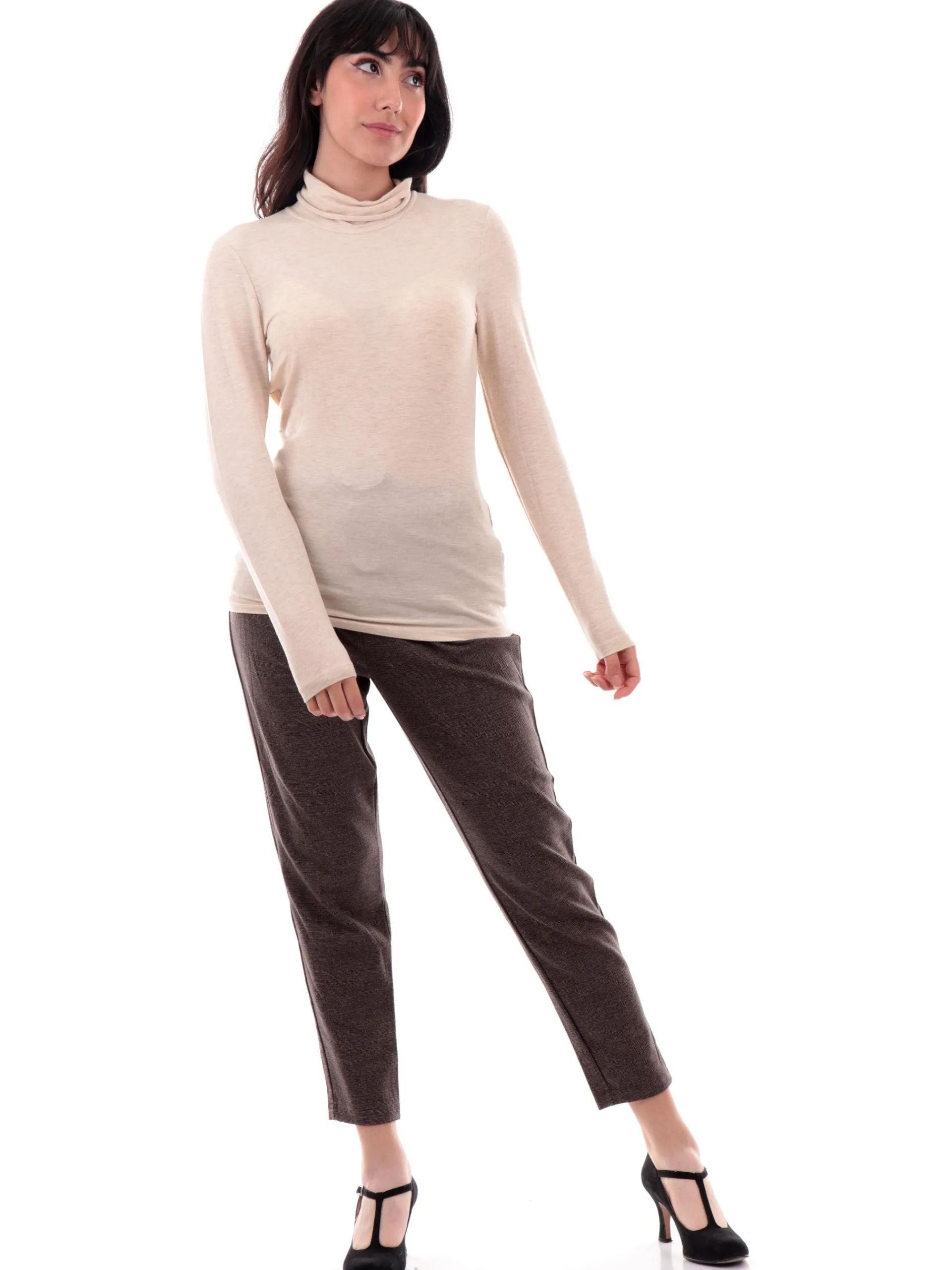 ONLY Maglie*Maglia collo alto beige dolcevita da Donna 15330651