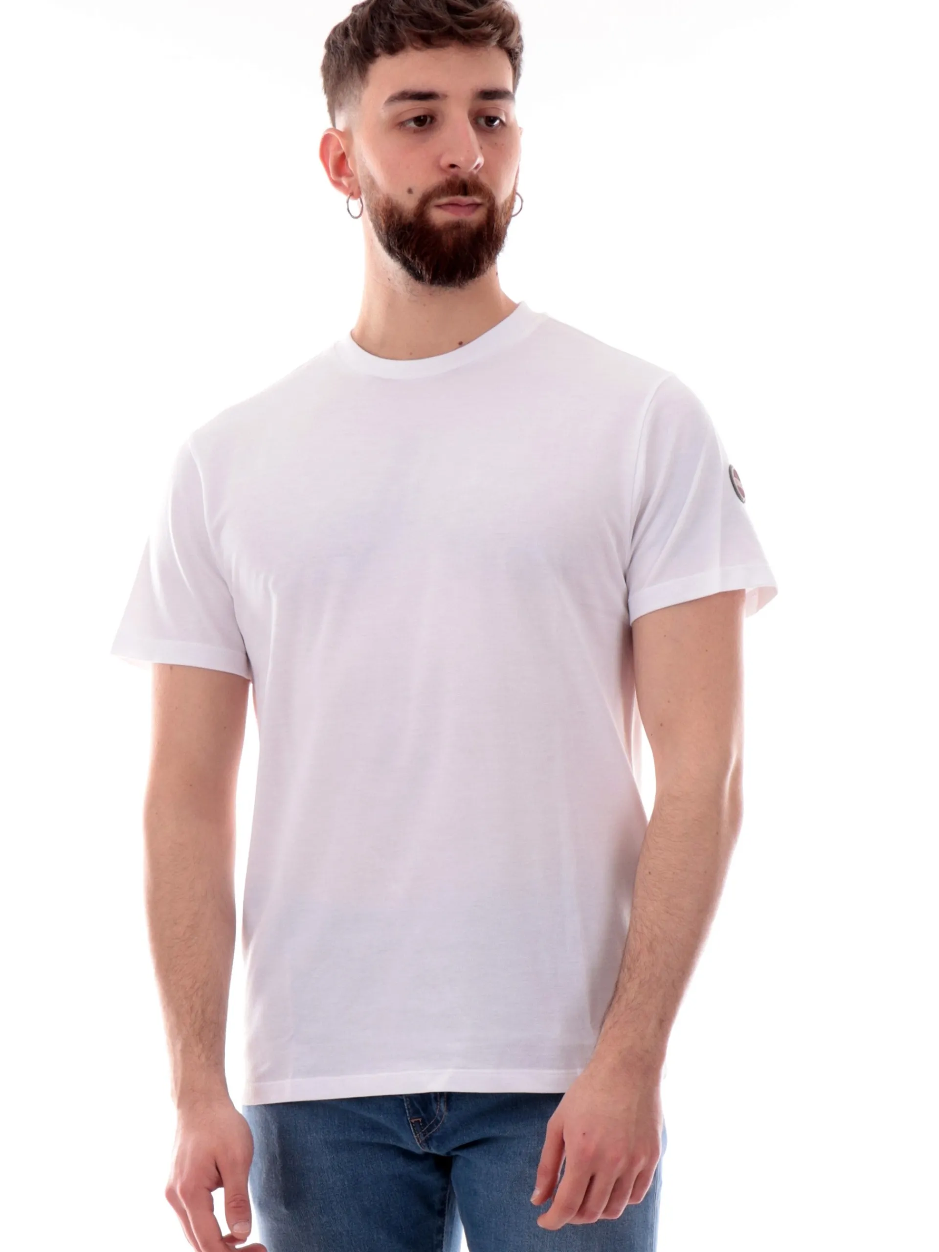 COLMAR T-Shirt*Maglia bianca girocollo da uomo con patch gommato 75207XH