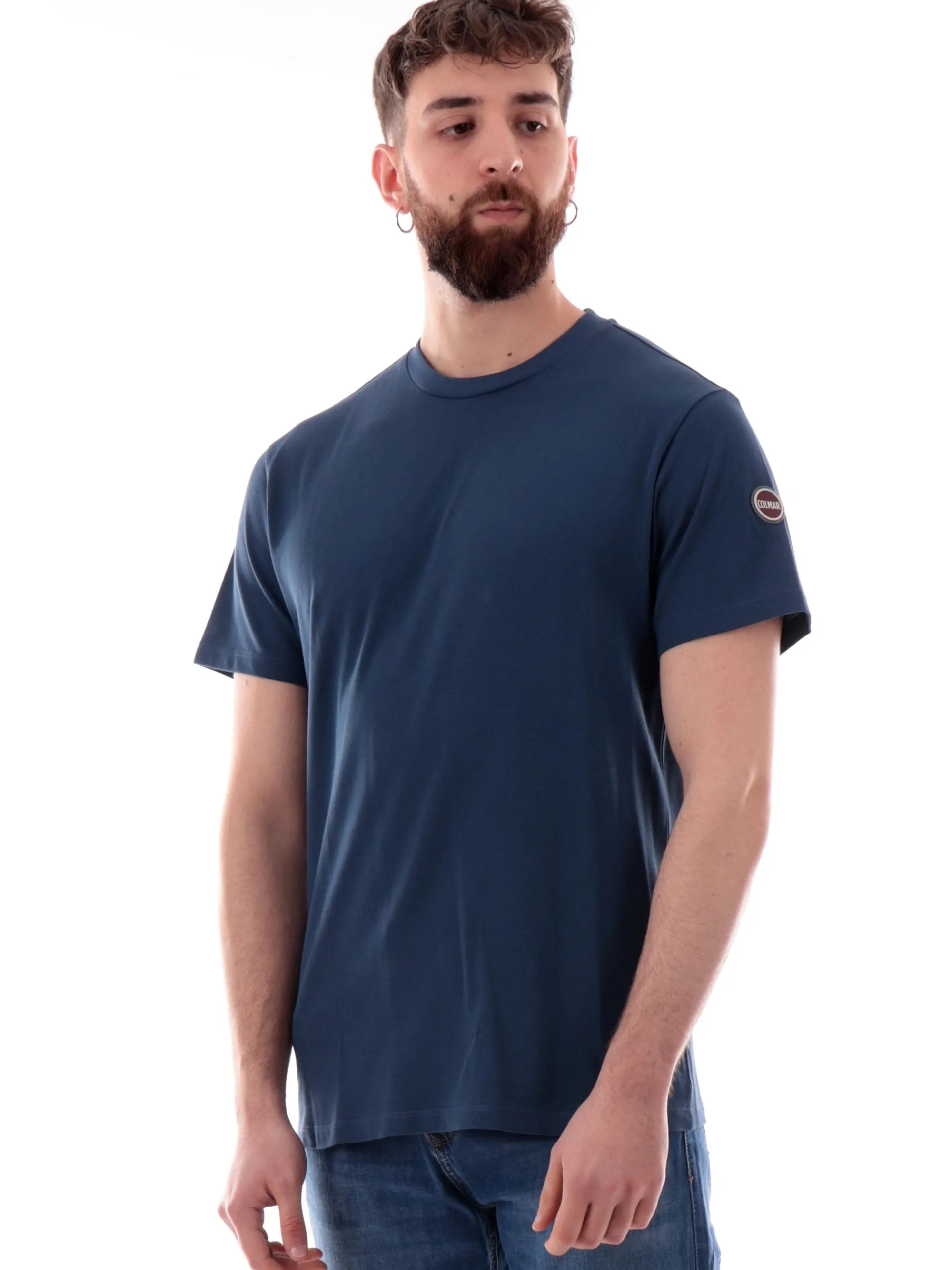 COLMAR T-Shirt*Maglia blu girocollo da uomo con patch gommato 75207XH