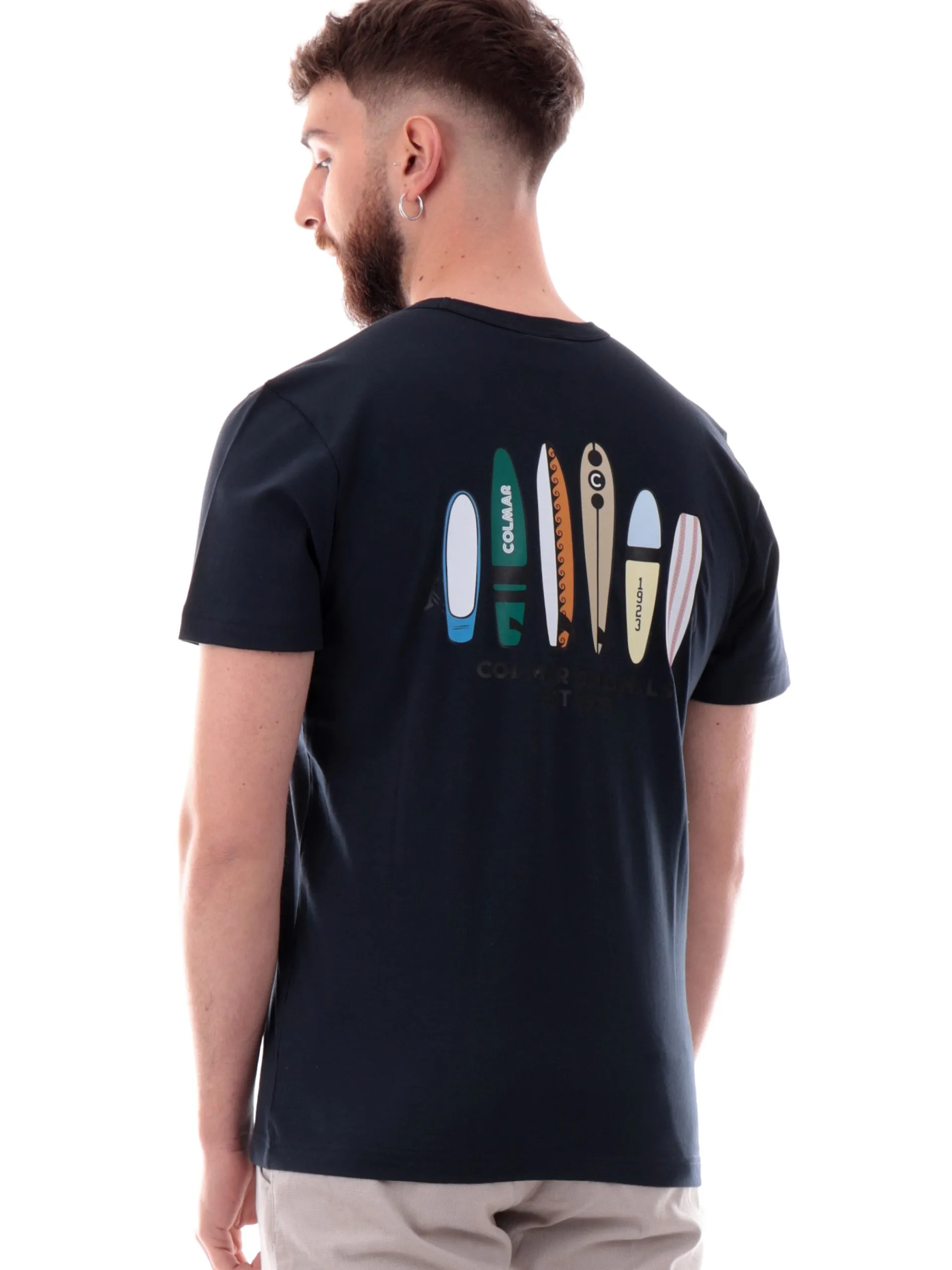 COLMAR T-Shirt*Maglia blu girocollo da uomo maxi stampa posteriore 75436SH