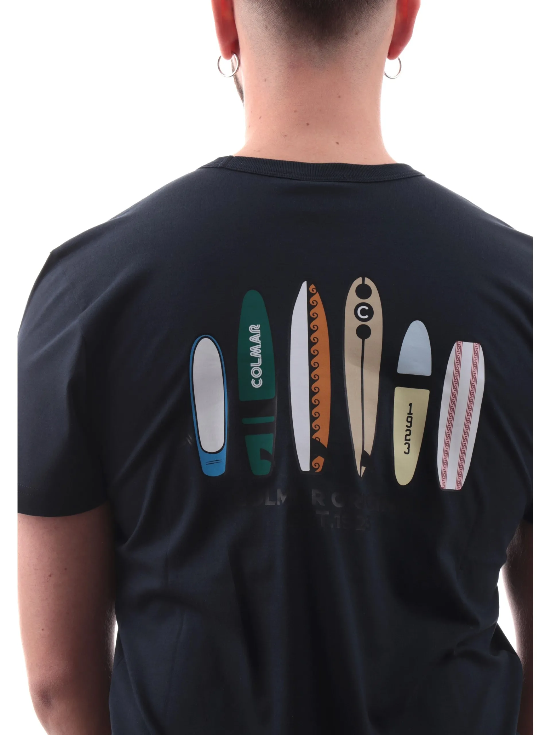 COLMAR T-Shirt*Maglia blu girocollo da uomo maxi stampa posteriore 75436SH