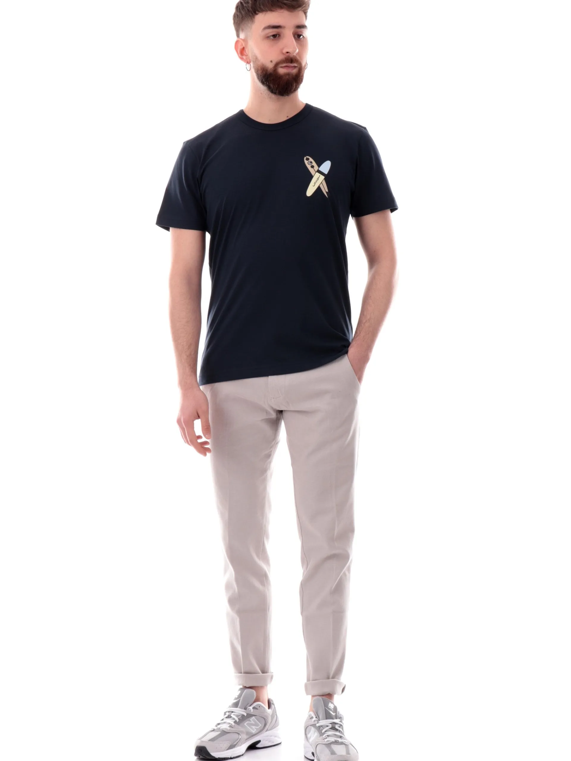 COLMAR T-Shirt*Maglia blu girocollo da uomo maxi stampa posteriore 75436SH