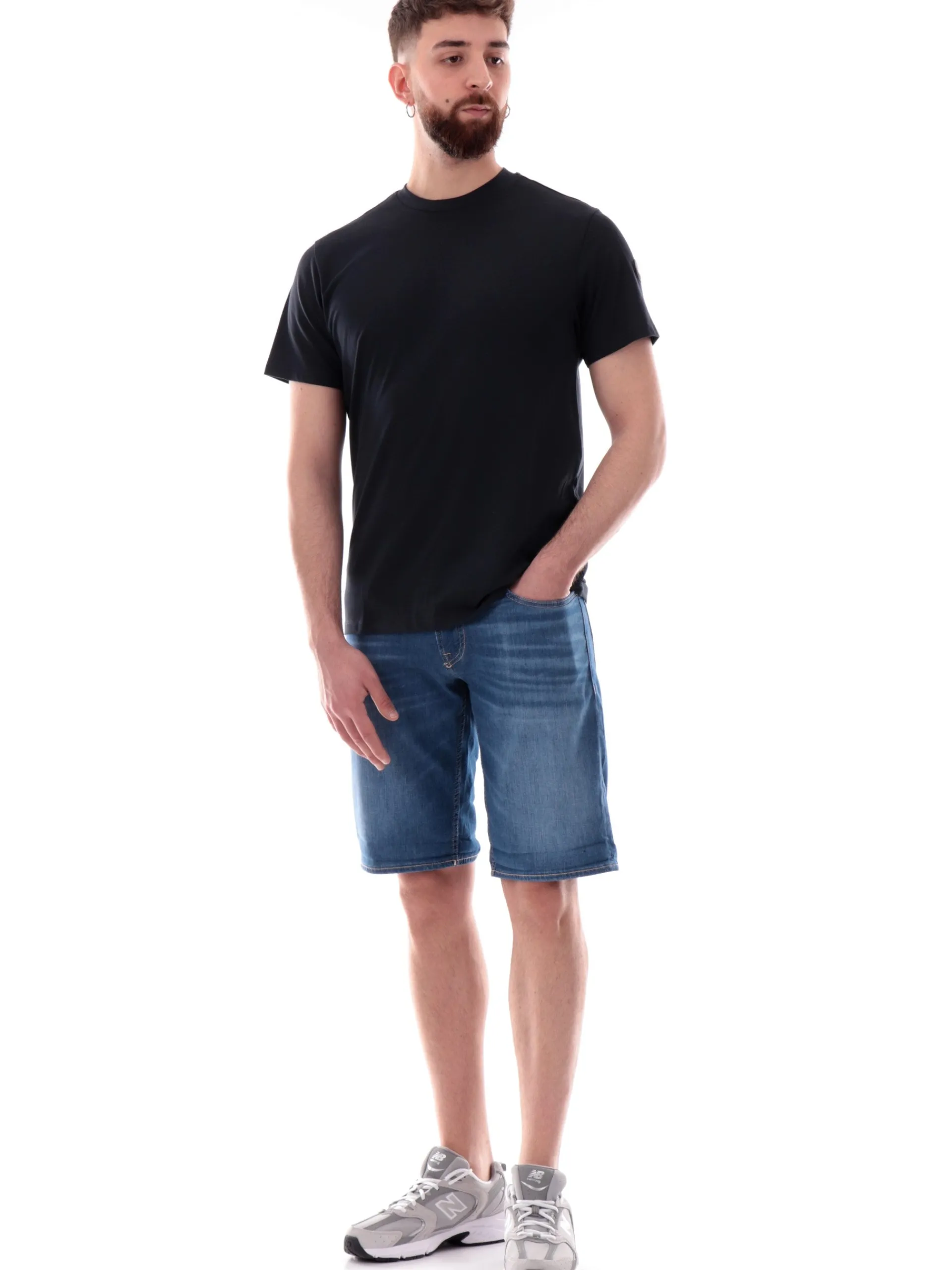 COLMAR T-Shirt*Maglia blu navy girocollo da uomo con patch gommato 75207XH