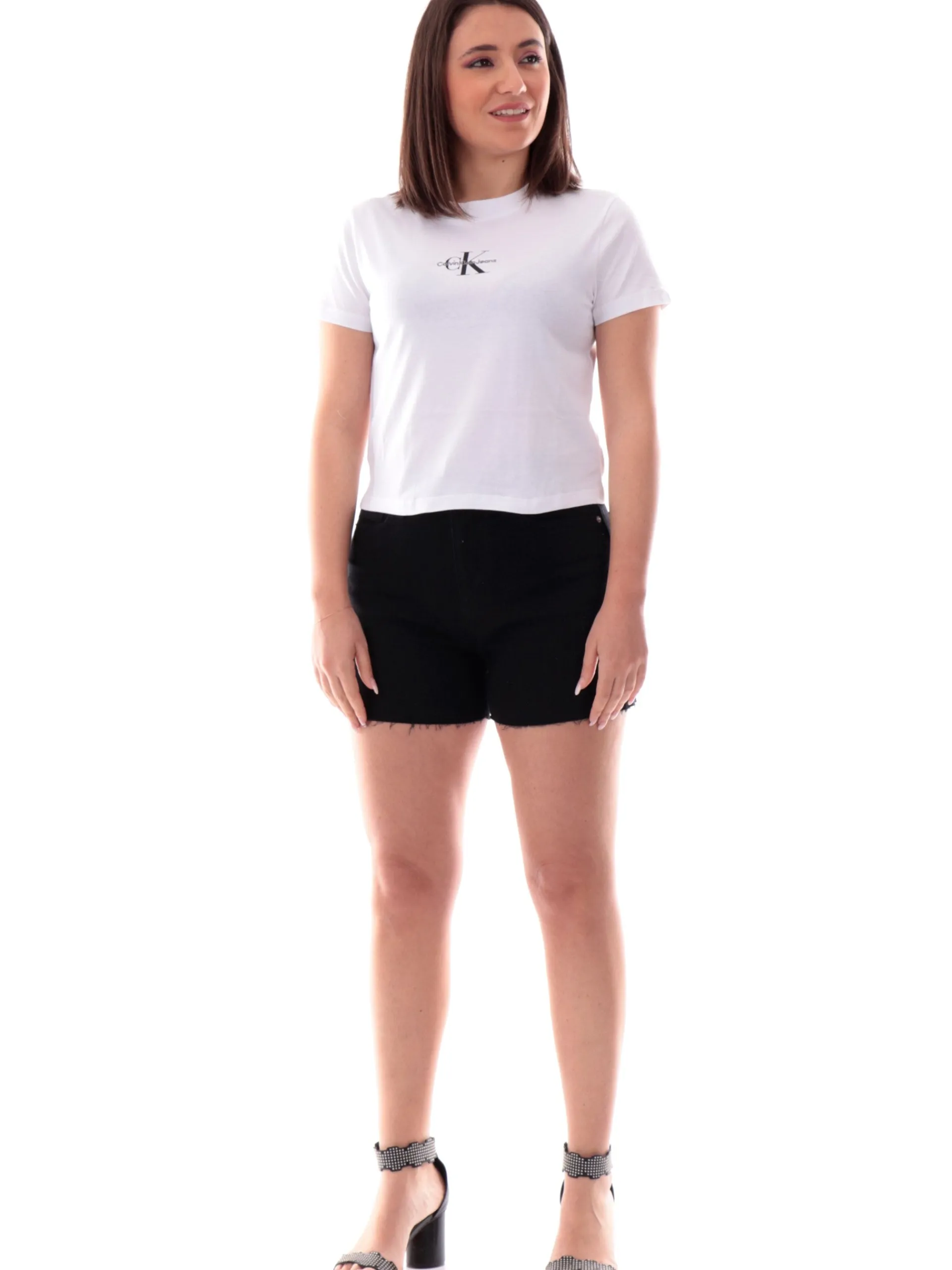 CALVIN KLEIN T-Shirt*Maglia Crop bianca da donna Baby J20J223113