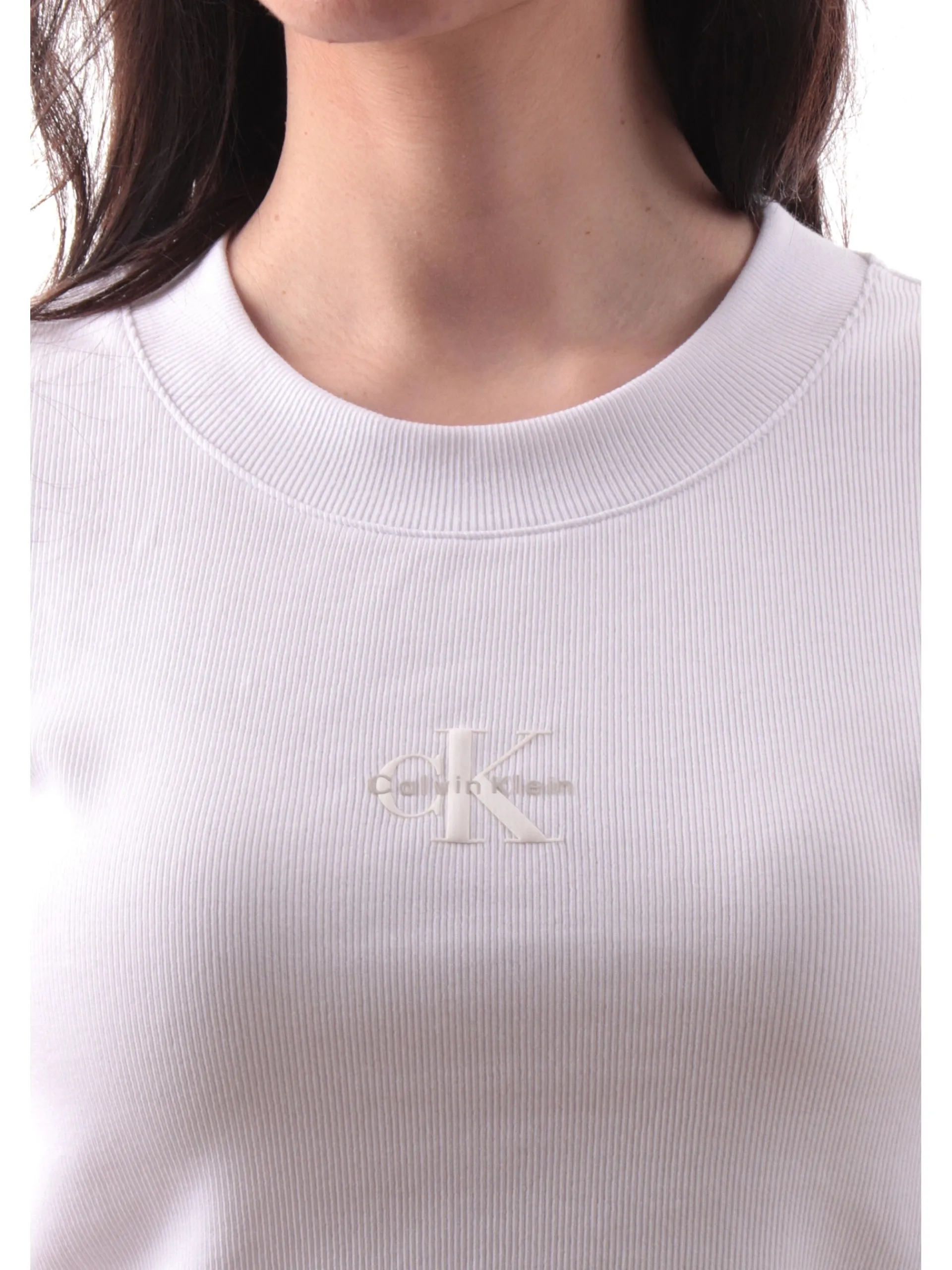 CALVIN KLEIN T-Shirt*Maglia crop bianca da donna con stampa LV047AB802