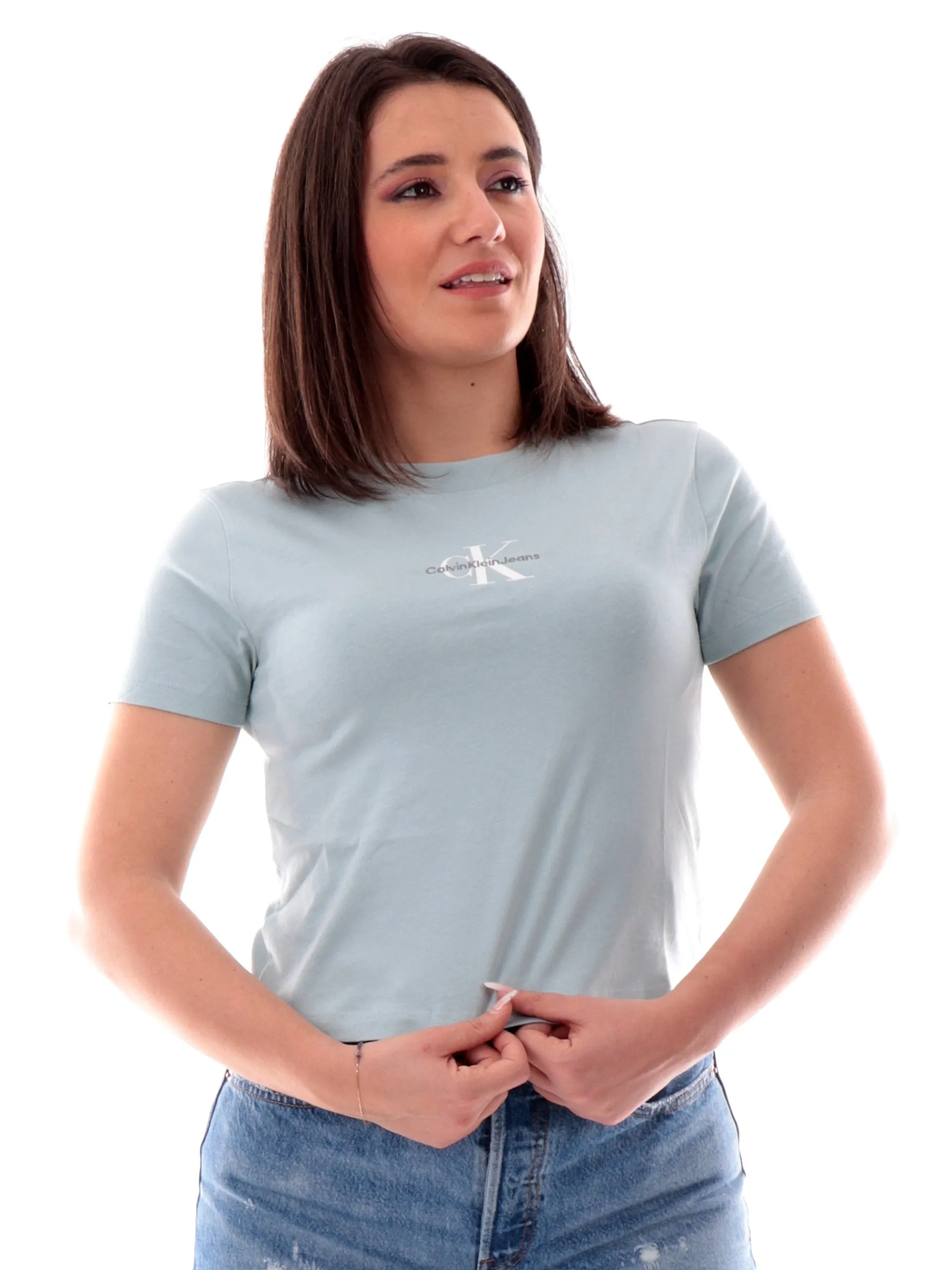CALVIN KLEIN T-Shirt*Maglia Crop verde da donna Baby J20J223113