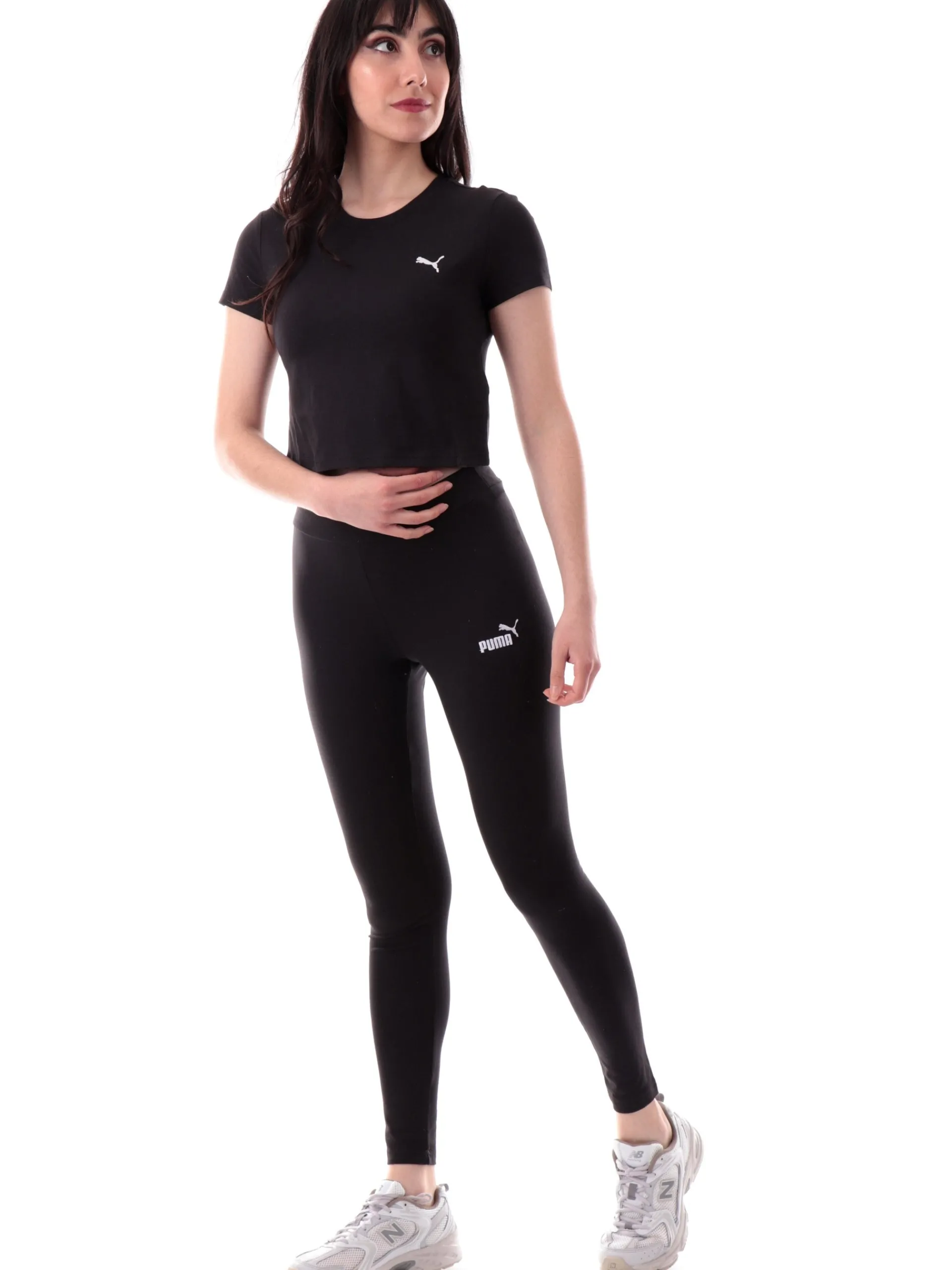 PUMA T-Shirt*Maglia crop nera da donna logo ricamato 629745