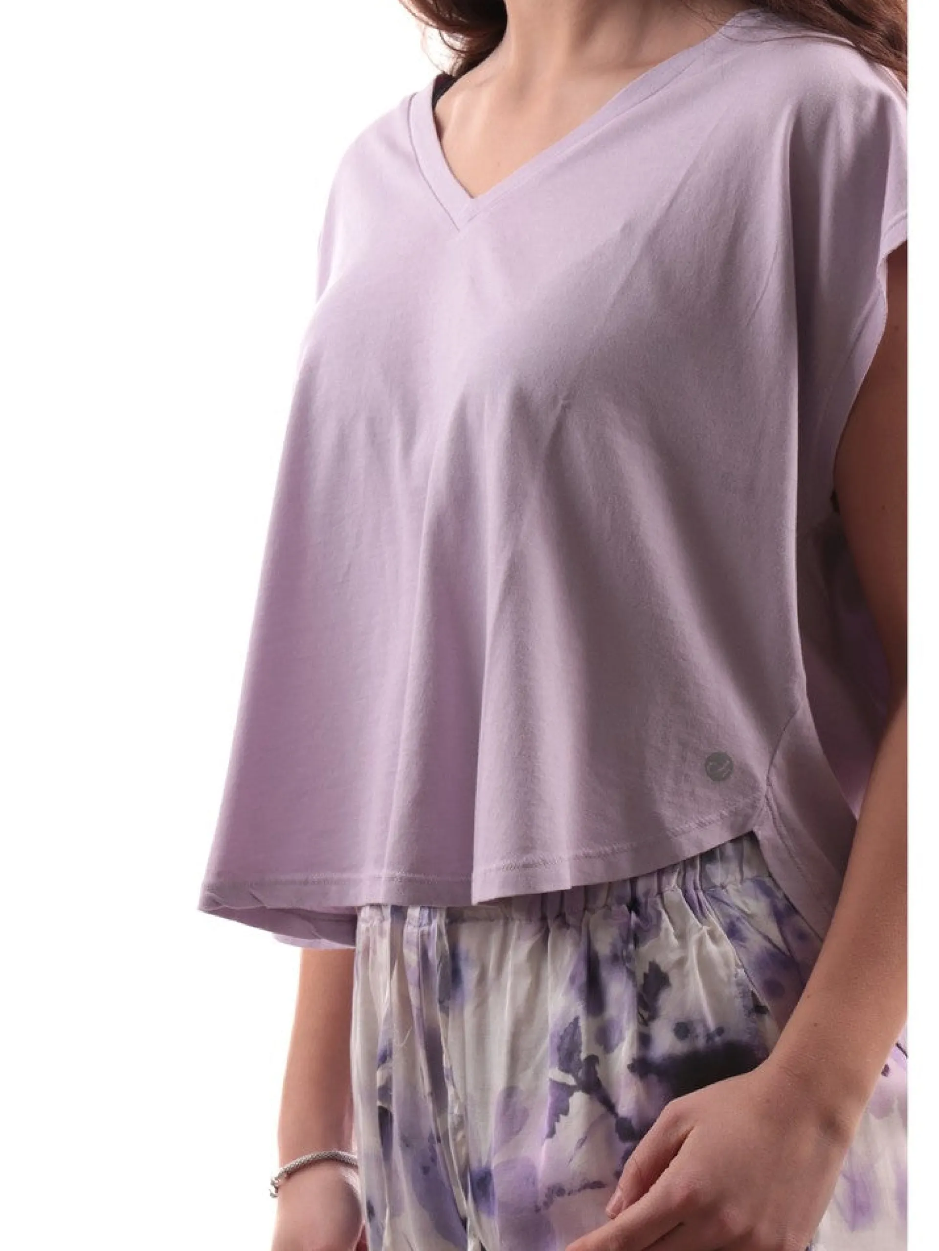DEHA T-Shirt*Maglia lilla da Donna over fit ampia crop A006821