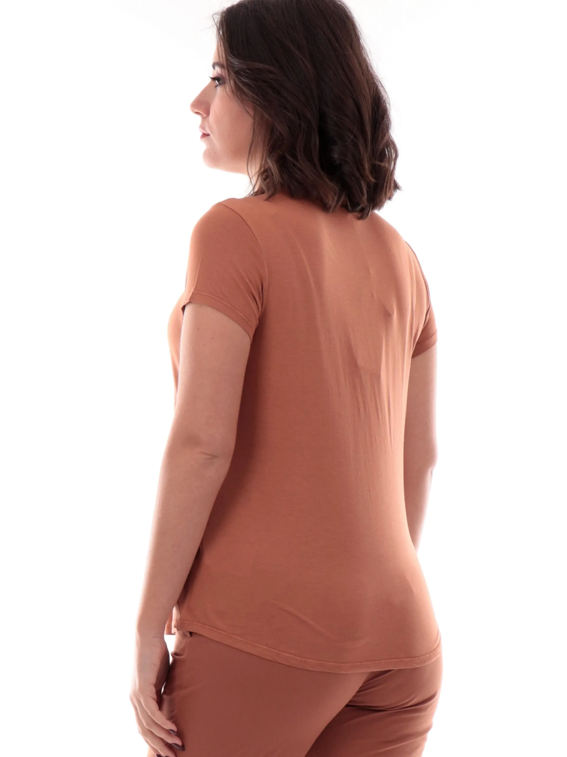 DEHA T-Shirt*Maglia Marrone da donna stampa mani Yoga D2213137117