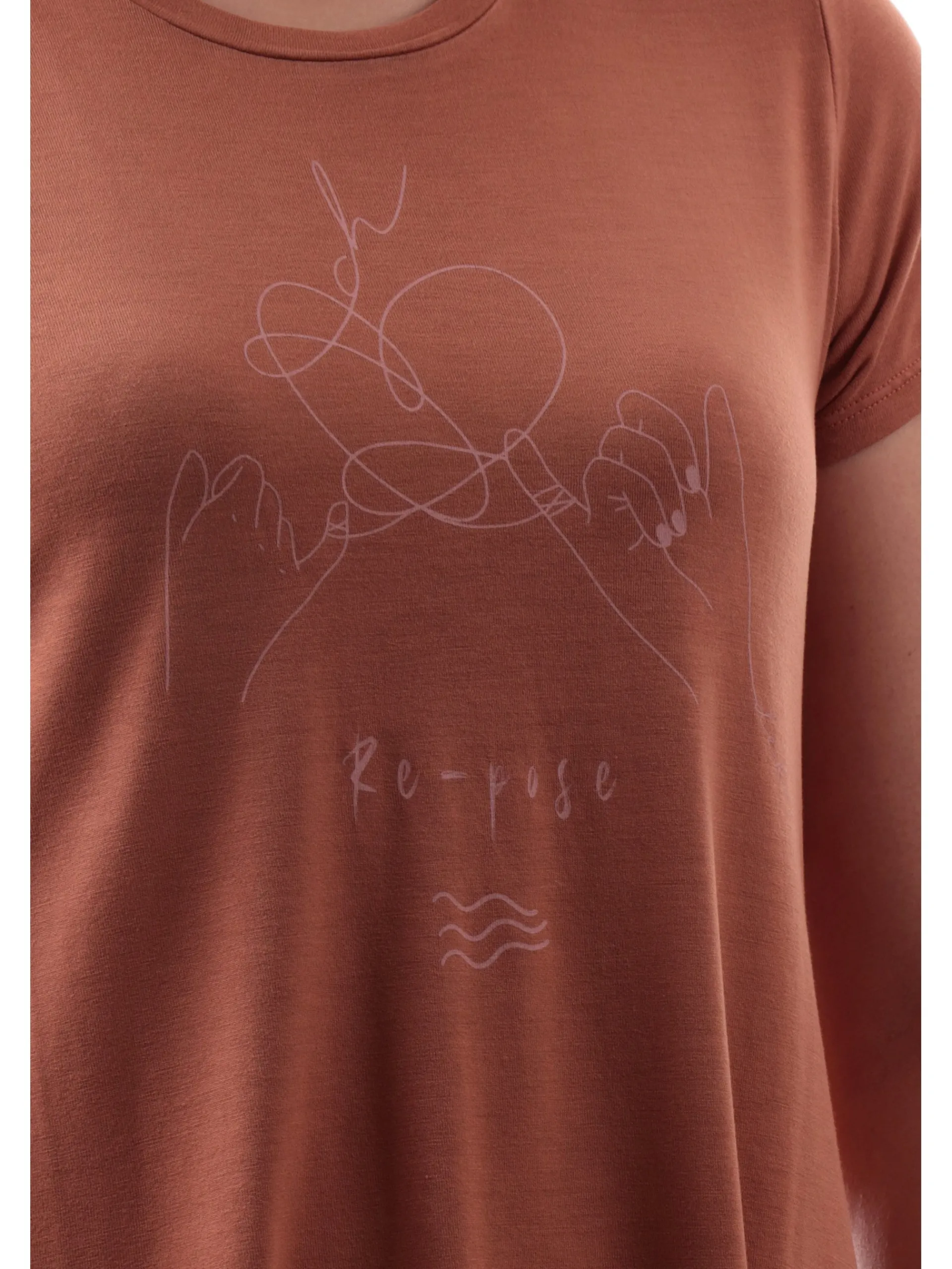 DEHA T-Shirt*Maglia Marrone da donna stampa mani Yoga D2213137117