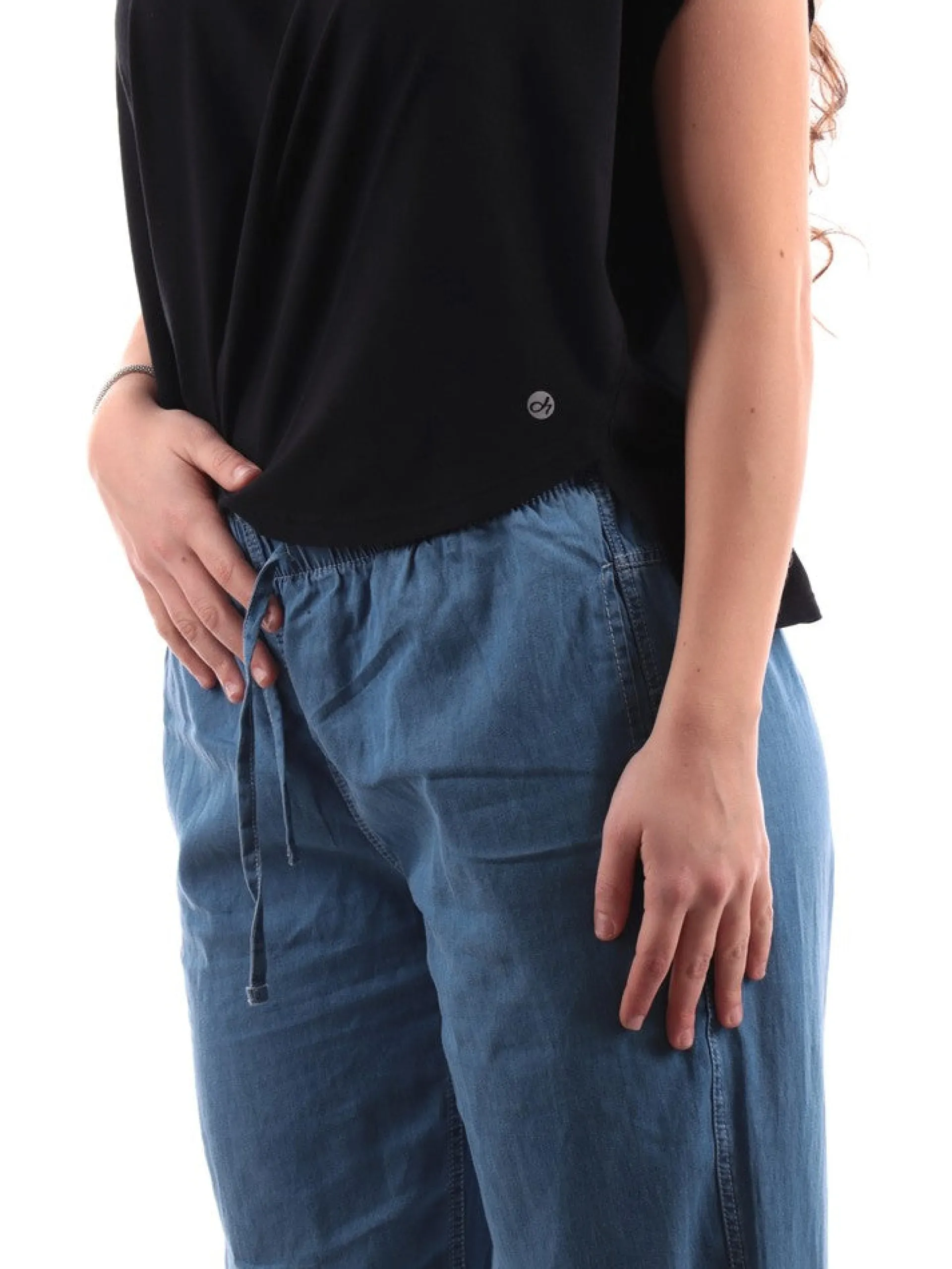 DEHA T-Shirt*Maglia nera da Donna over fit ampia crop A006821