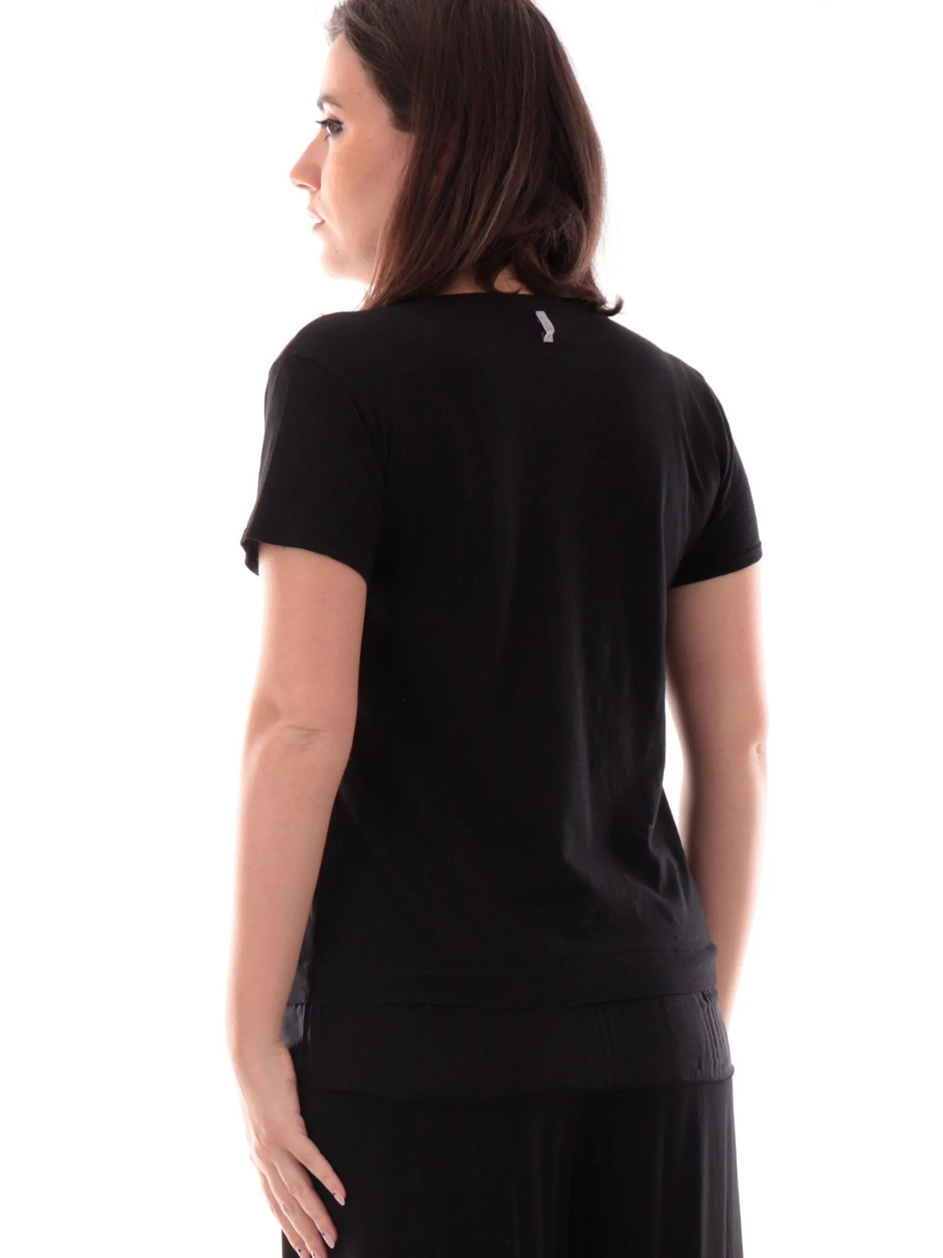 DEHA T-Shirt*Maglia nera da donna velo sul fondo D22311