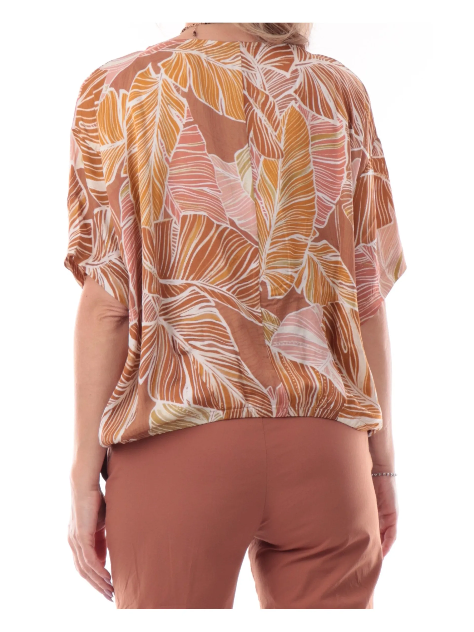 DEHA Maglie*Maglia raso fantasia a fiori da donna a farfalla D22142