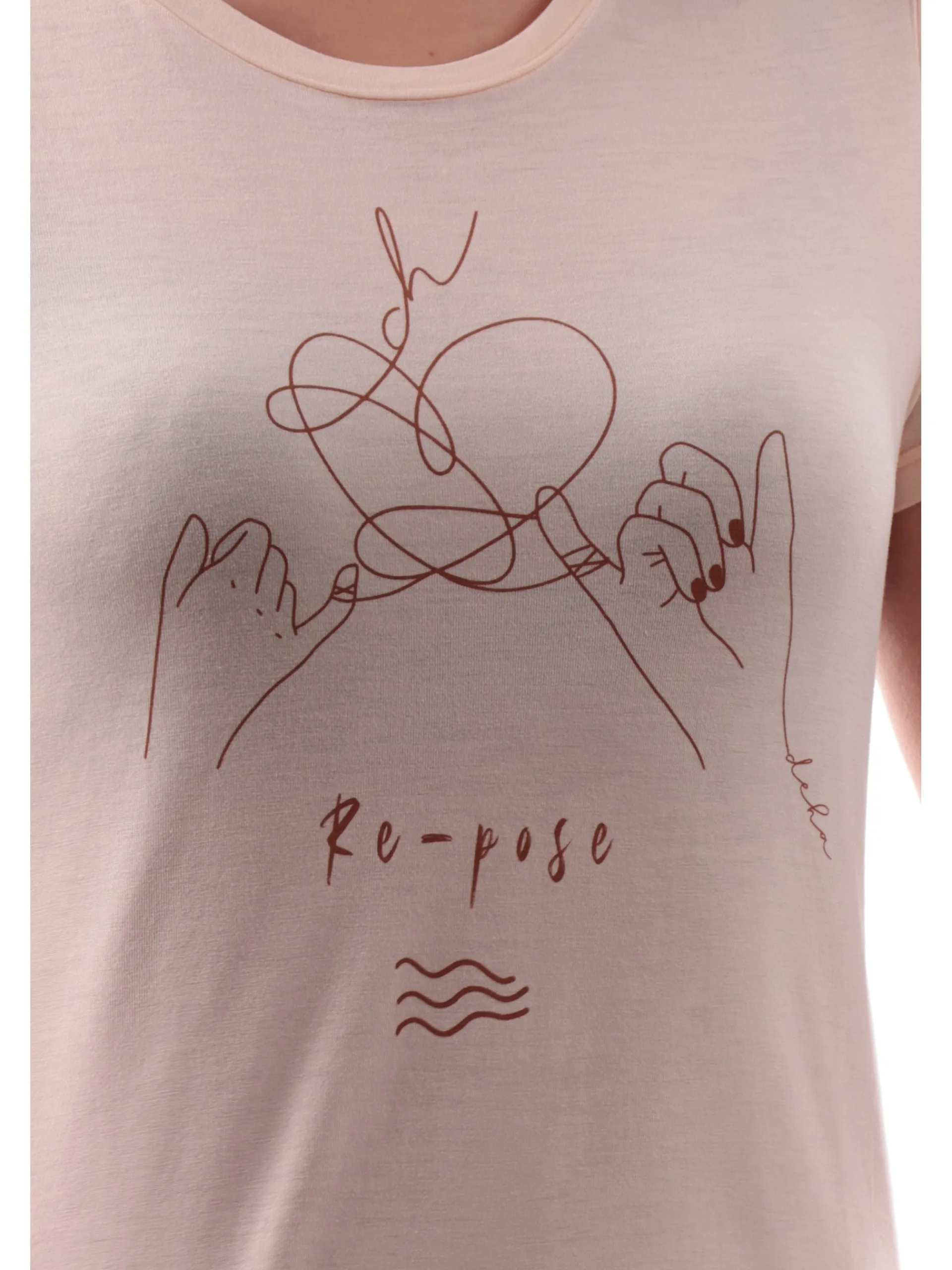 DEHA T-Shirt*Maglia rosa da donna stampa mani Yoga D2213137303