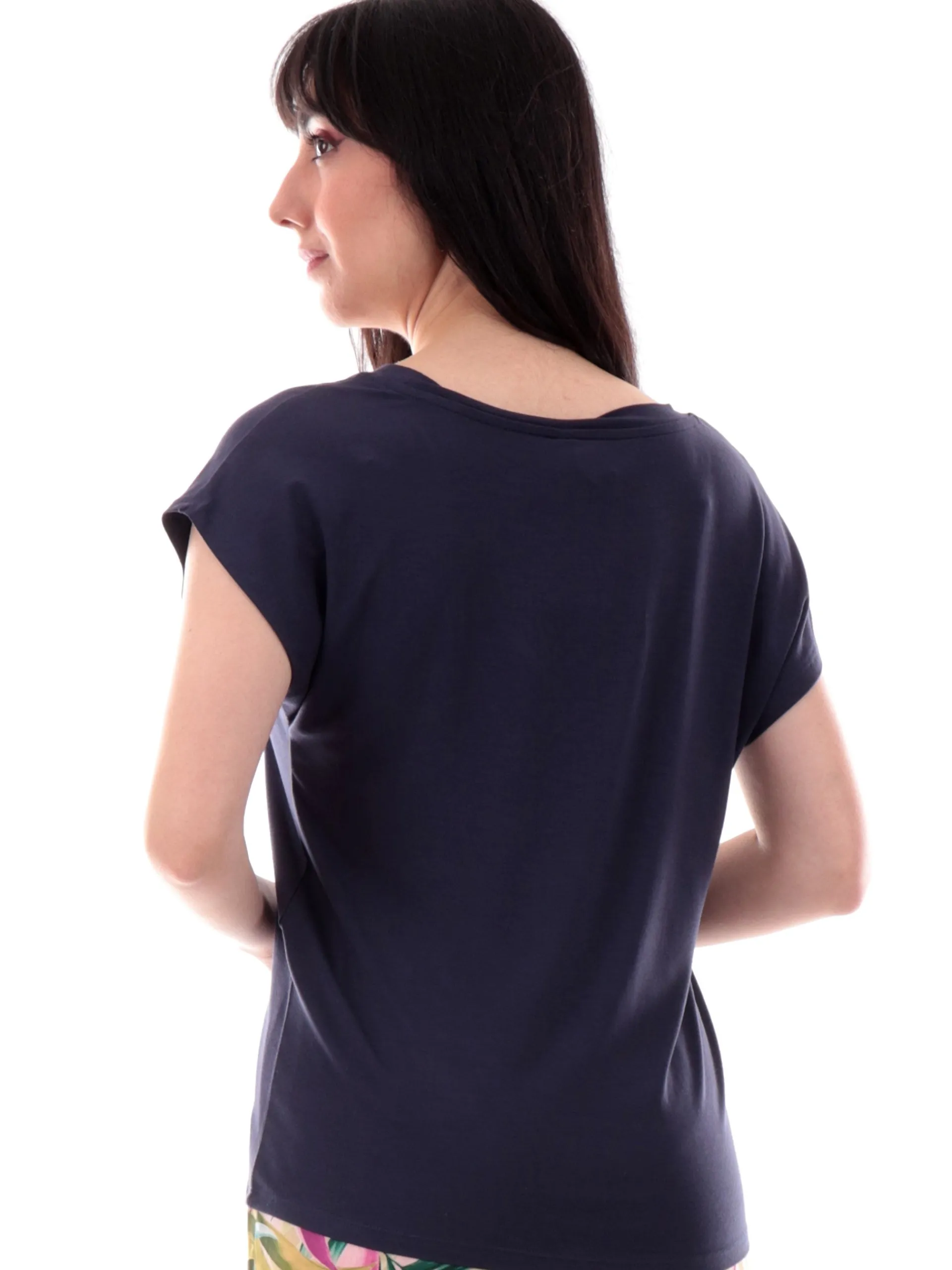 ONLY Maglie*Maglia donna blu scollo a V maniche aletta 15315776