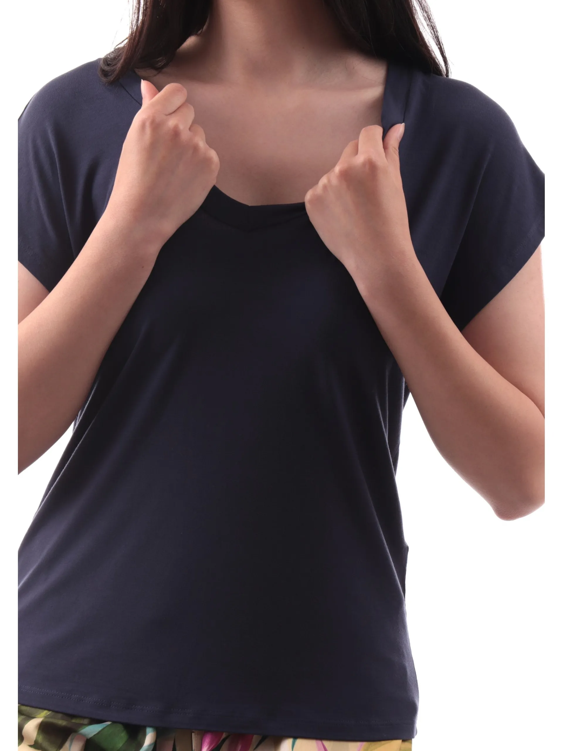 ONLY Maglie*Maglia donna blu scollo a V maniche aletta 15315776