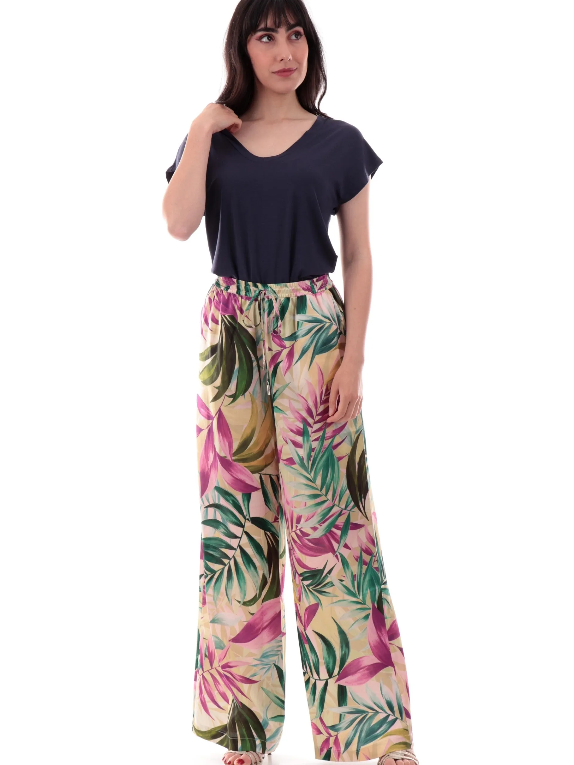 ONLY Maglie*Maglia donna blu scollo a V maniche aletta 15315776