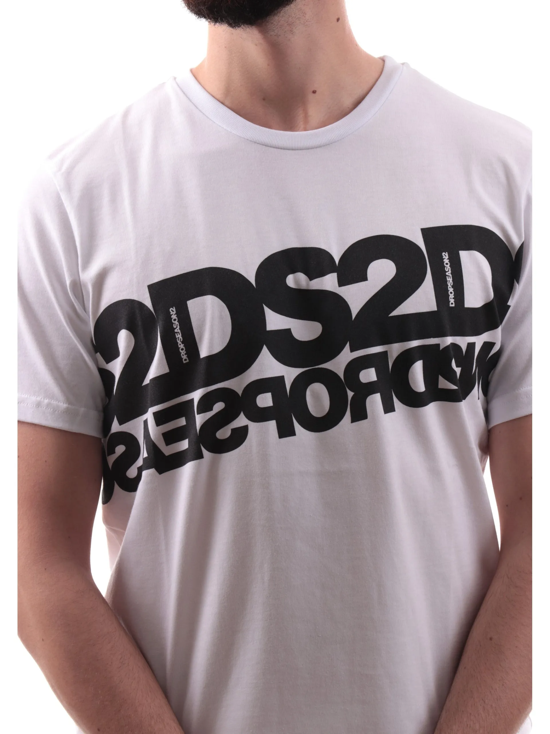 DS2 T-Shirt*Maglia bianca da uomo maxi logo nero SS25240