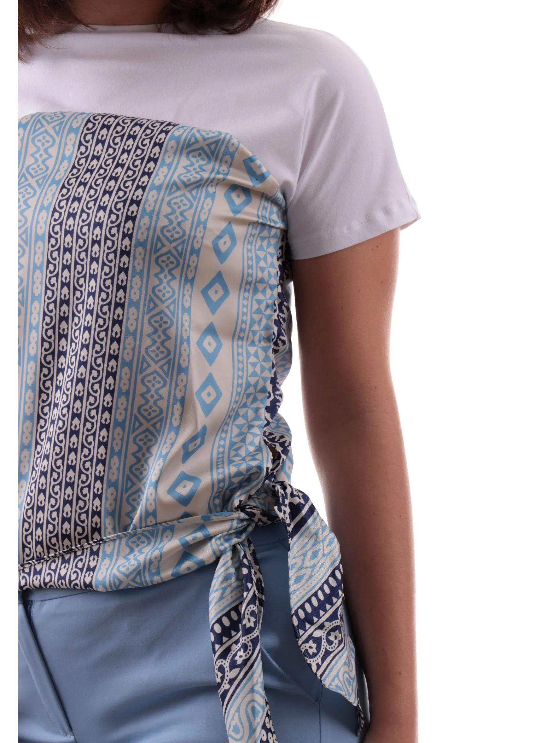 EMME MARELLA Top & Camicie*Maglia bianca foulard da donna con nodo sul fondo SUSANNA