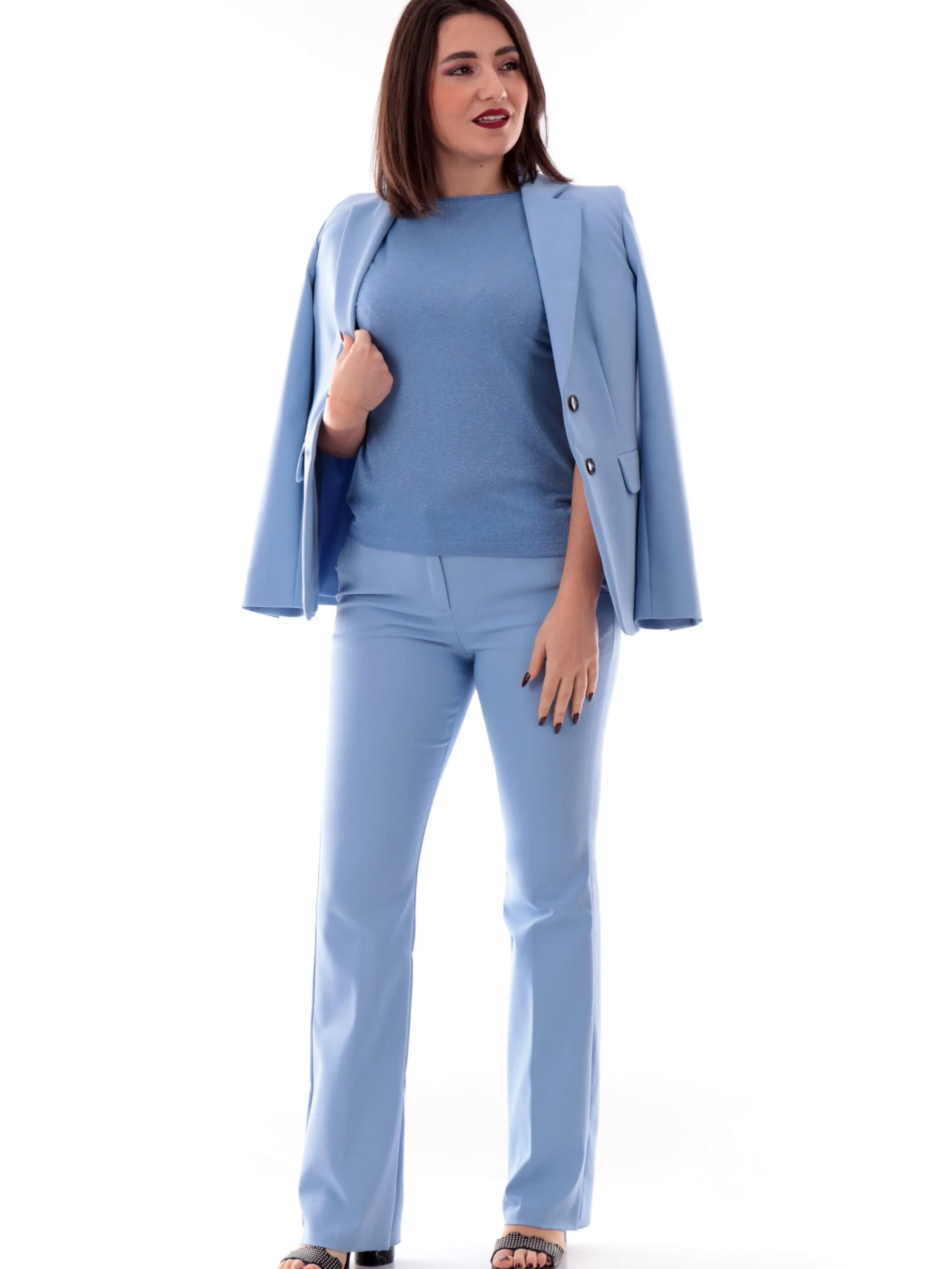 EMME MARELLA T-Shirt*Maglia lurex blu da donna maniche corte ZERMAT