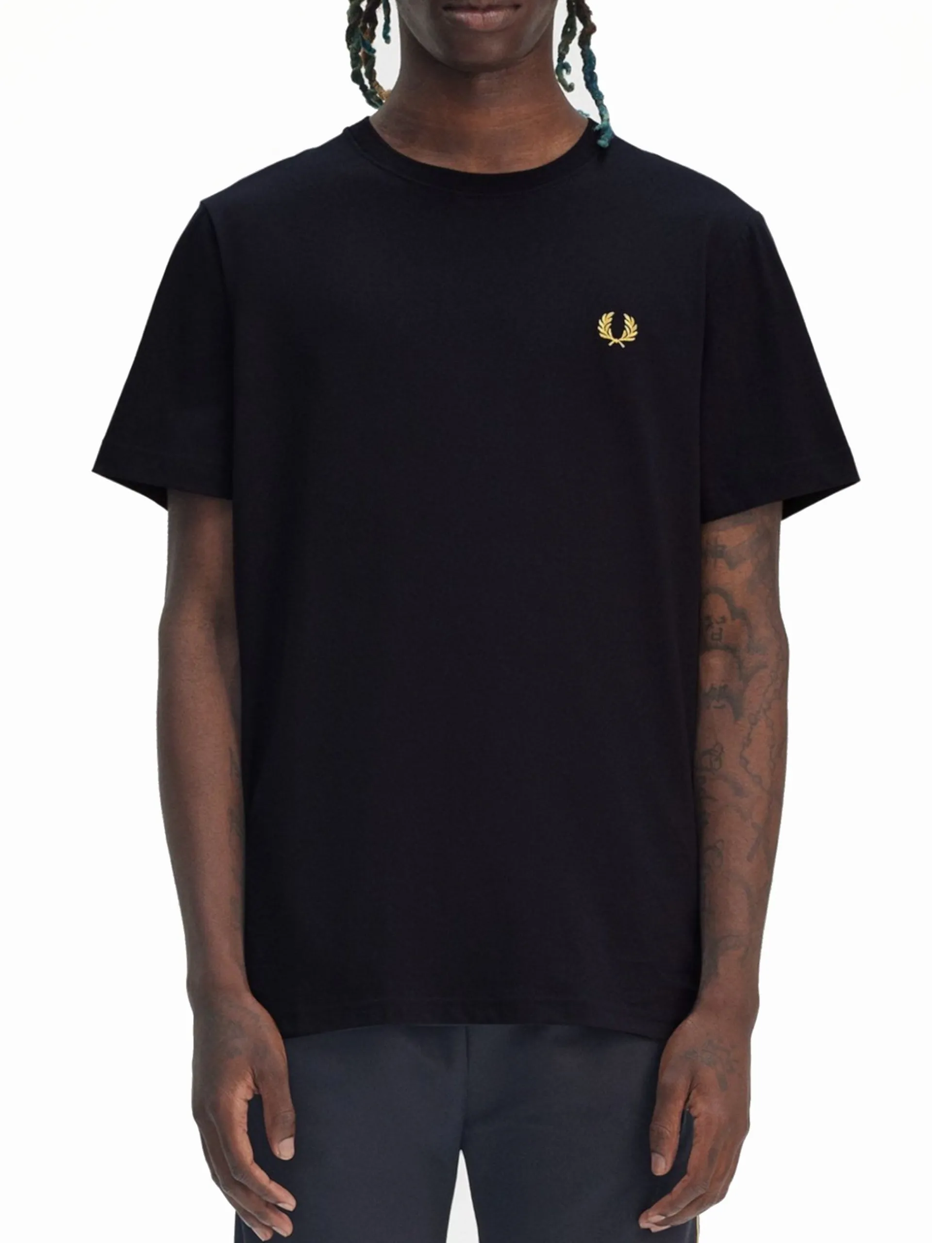 FRED PERRY T-Shirt*Maglia blu navy da uomo logo oro Crew Neck M1600