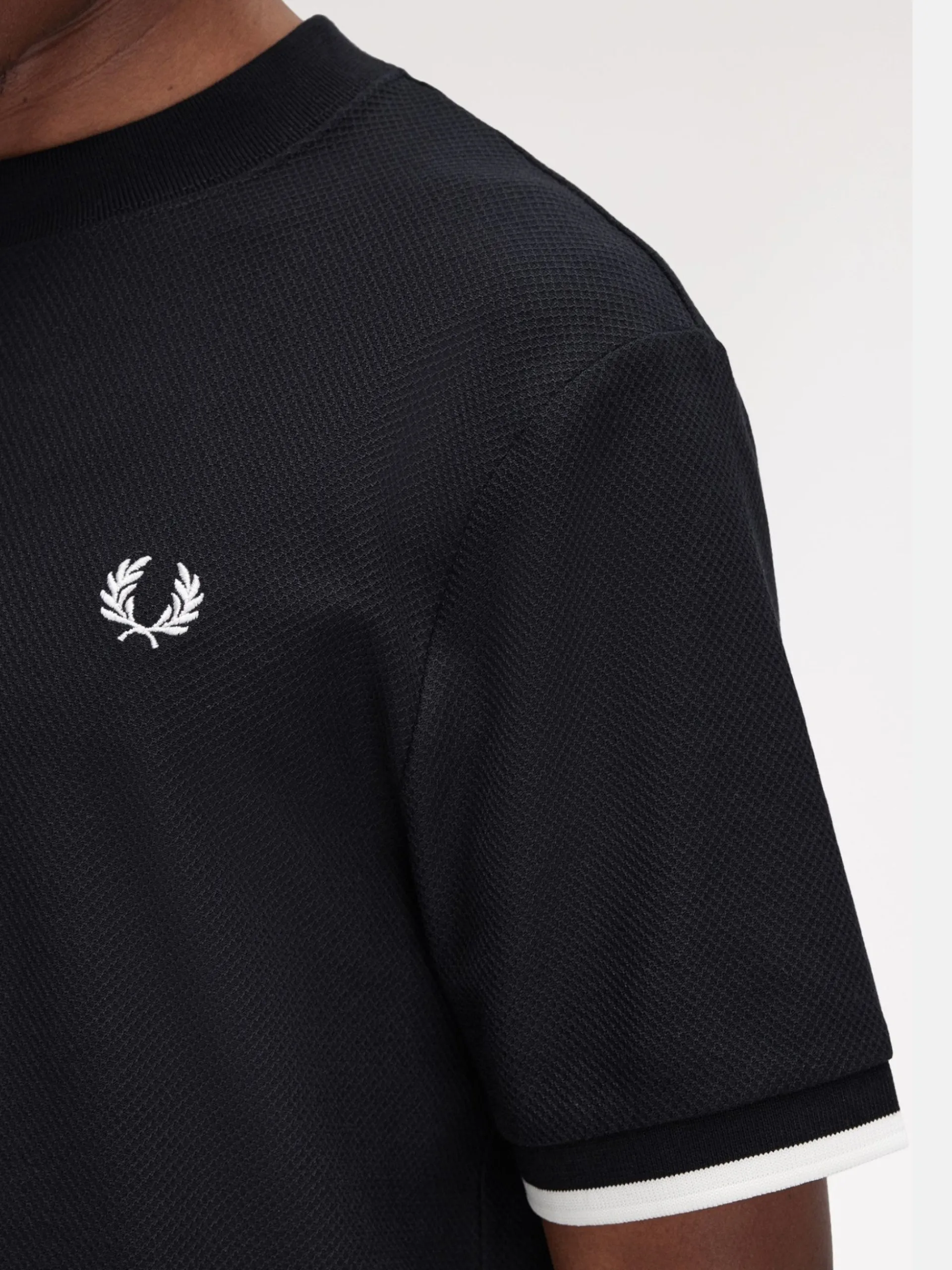 FRED PERRY T-Shirt*Maglia blu nido d'ape da uomo cotone piquet M4654