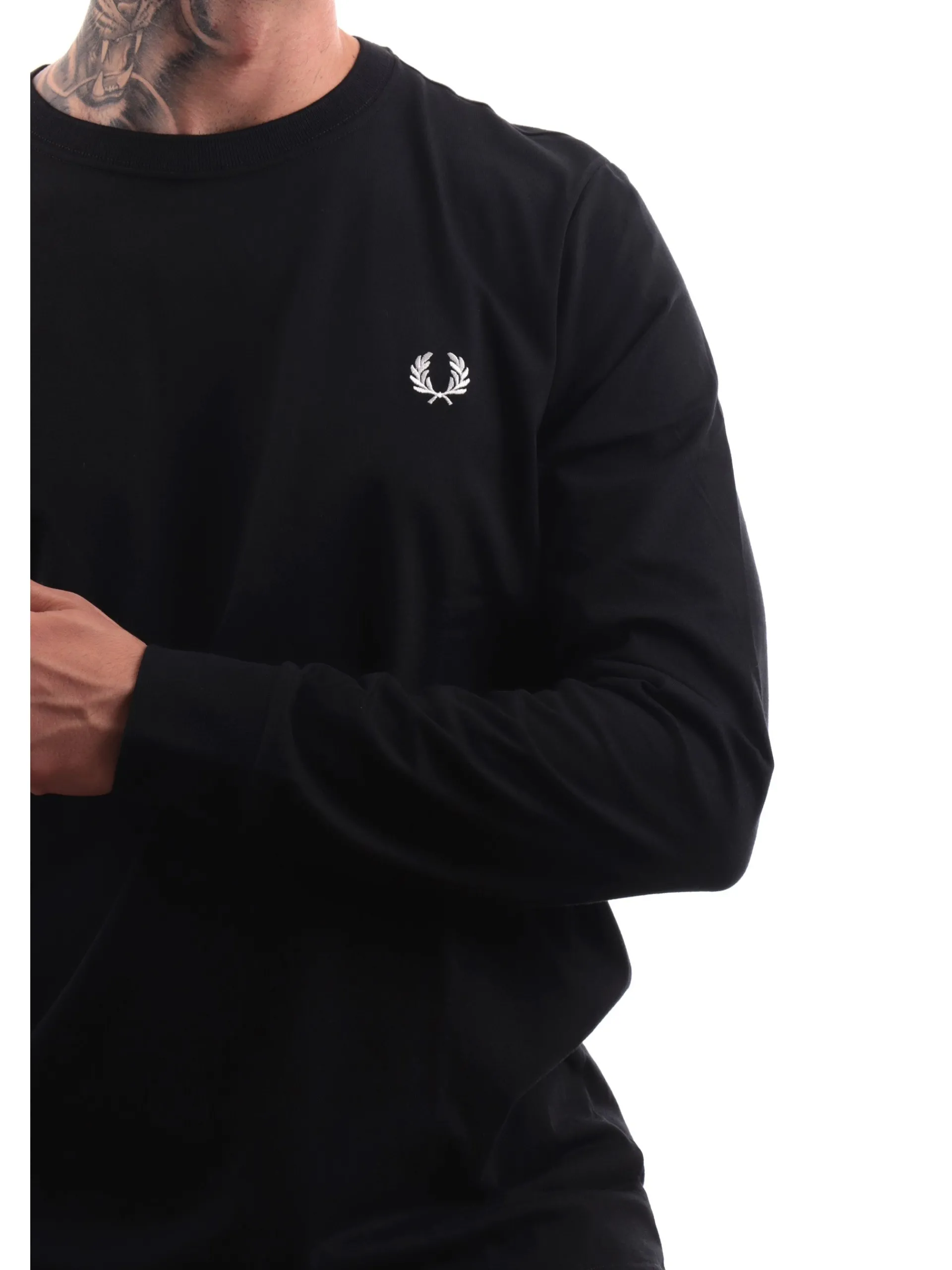 FRED PERRY T-Shirt*Maglia nera da uomo logo ricamato M8700