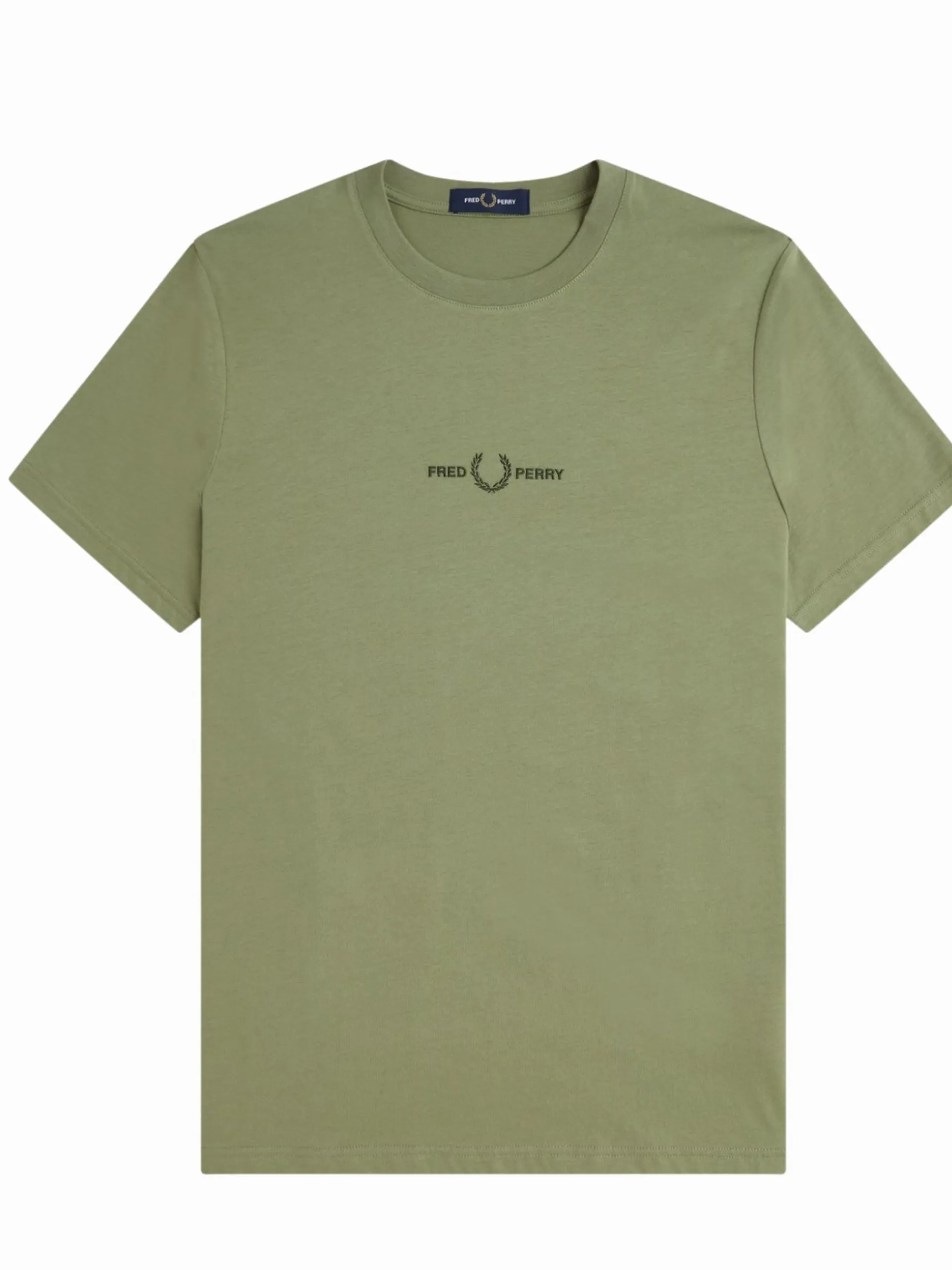 FRED PERRY T-Shirt*Maglia verde da uomo con logo ricamato M4580