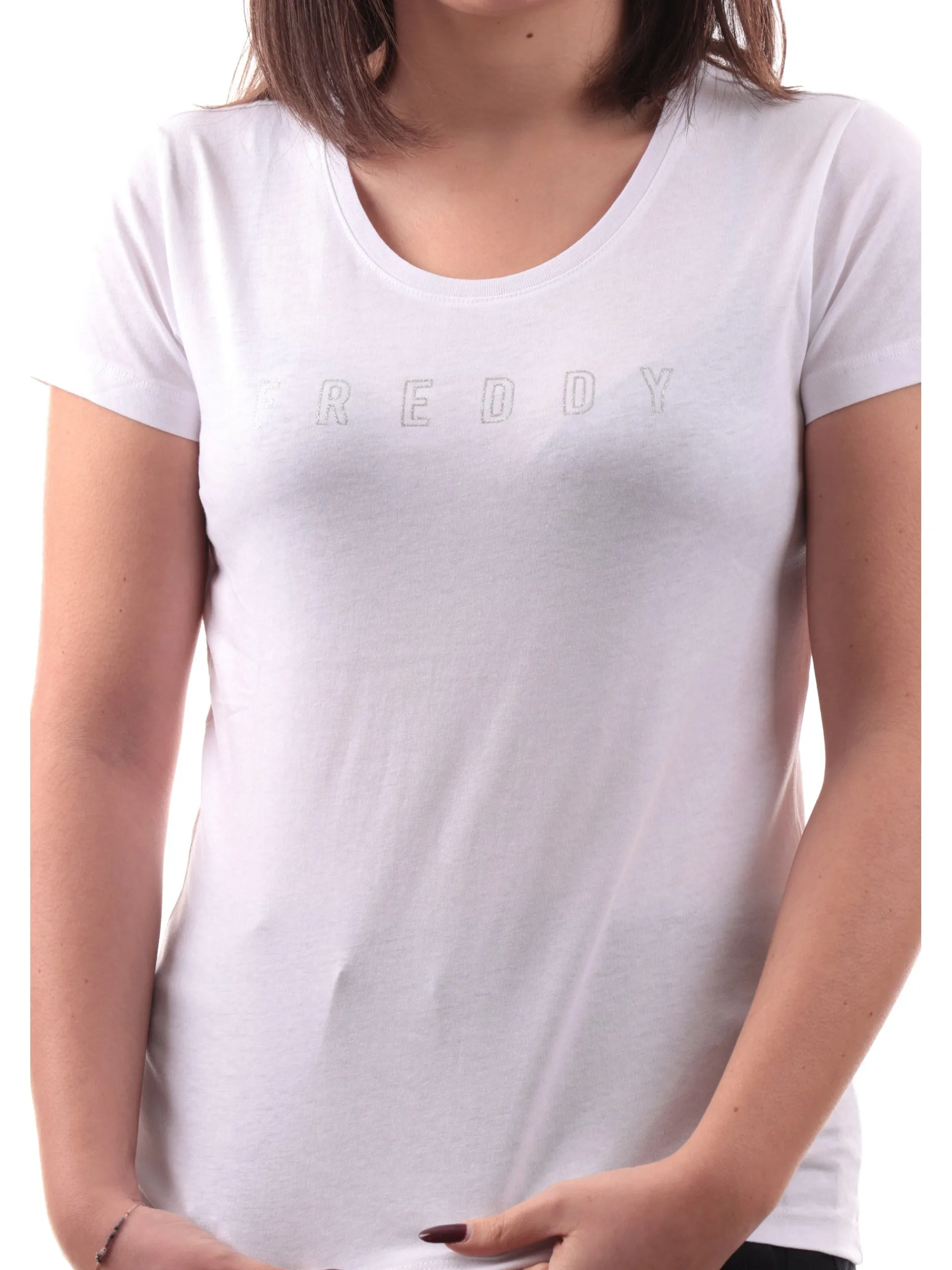 FREDDY T-Shirt*Maglia bianca da donna logo con glitter S25WCYLT1