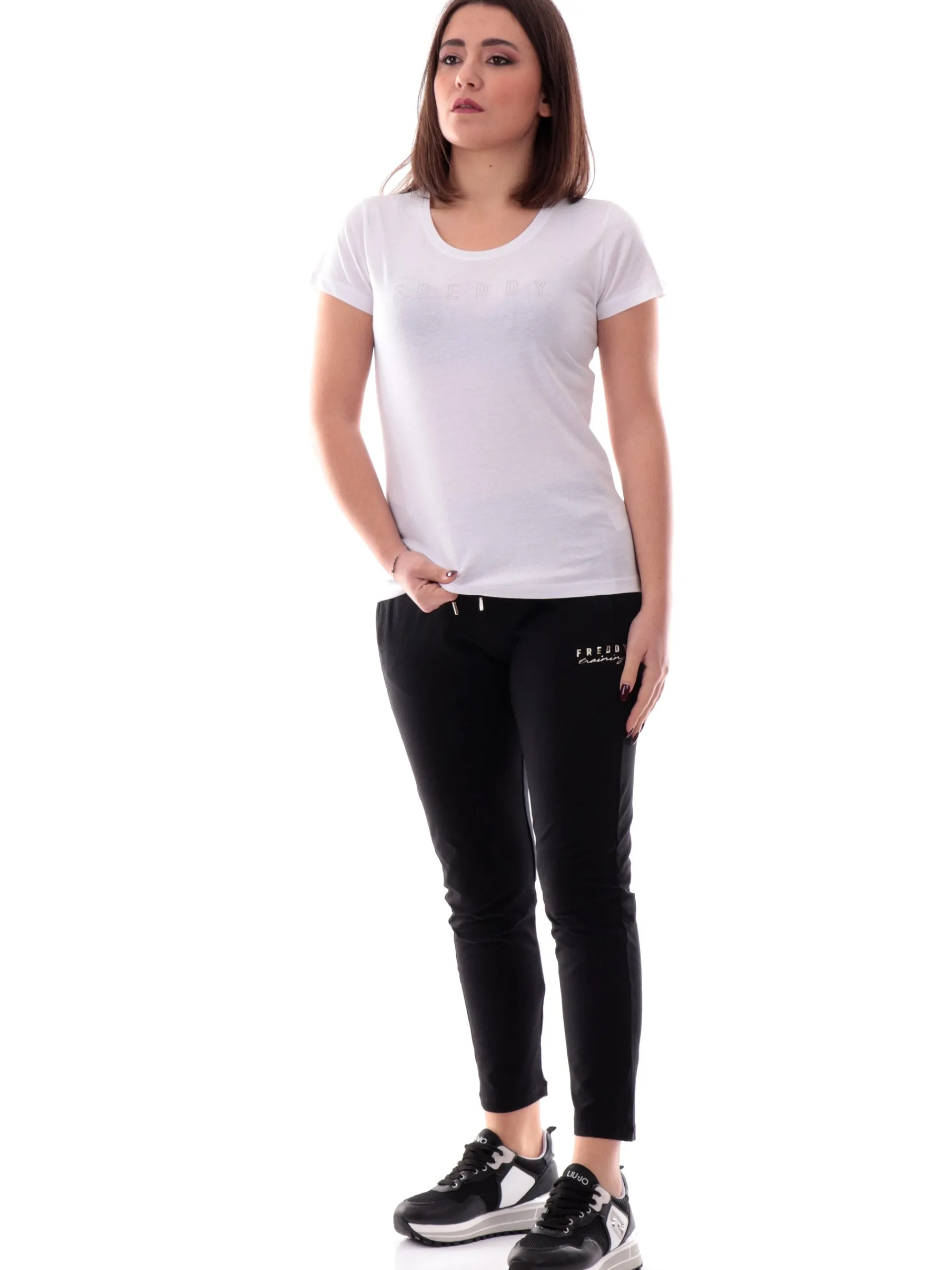 FREDDY T-Shirt*Maglia bianca da donna logo con glitter S25WCYLT1