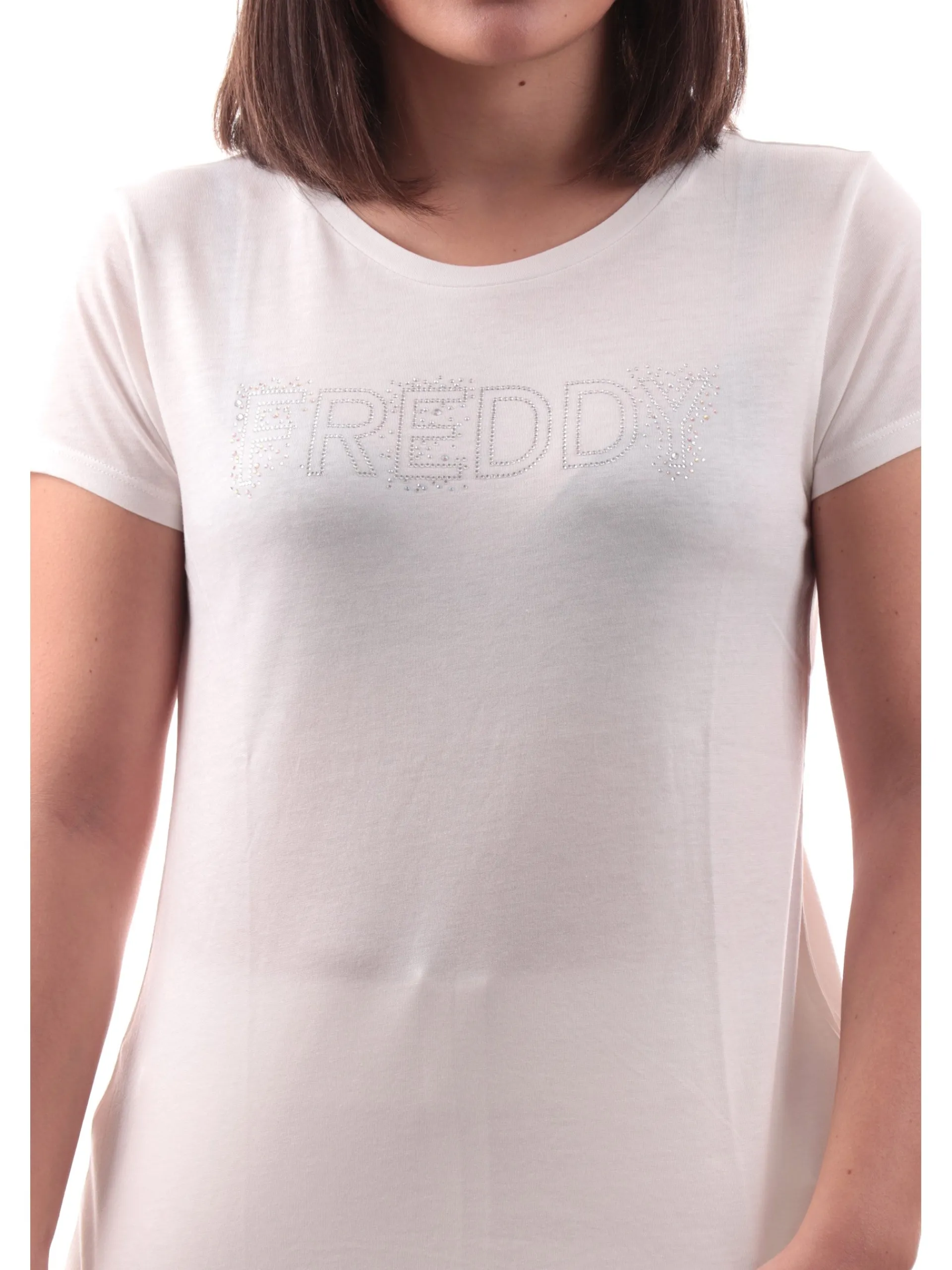 FREDDY T-Shirt*Maglia bianca da donna maxi logo con strass S25WCXT1