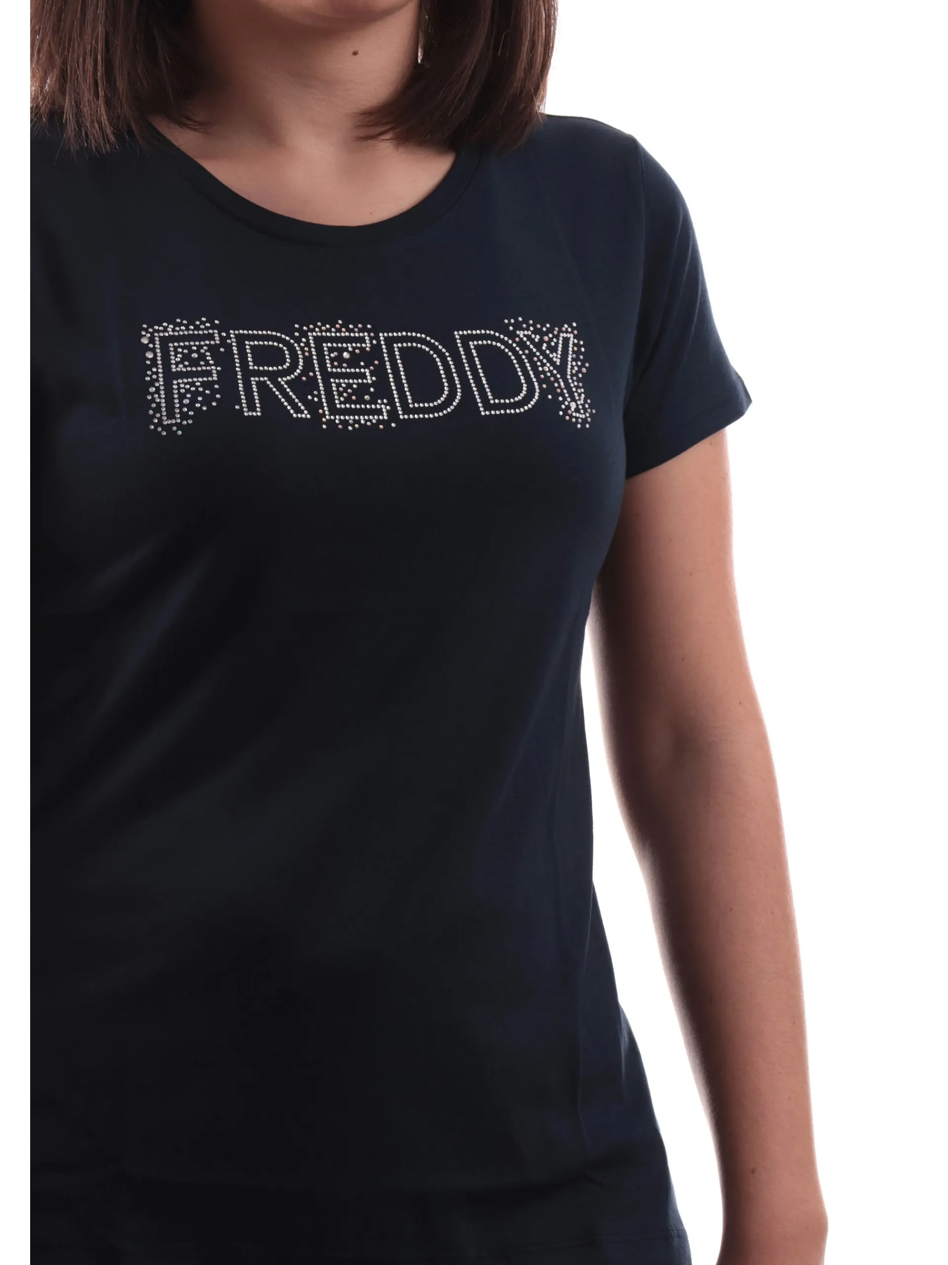 FREDDY T-Shirt*Maglia blu da donna maxi logo con strass S25WCXT1