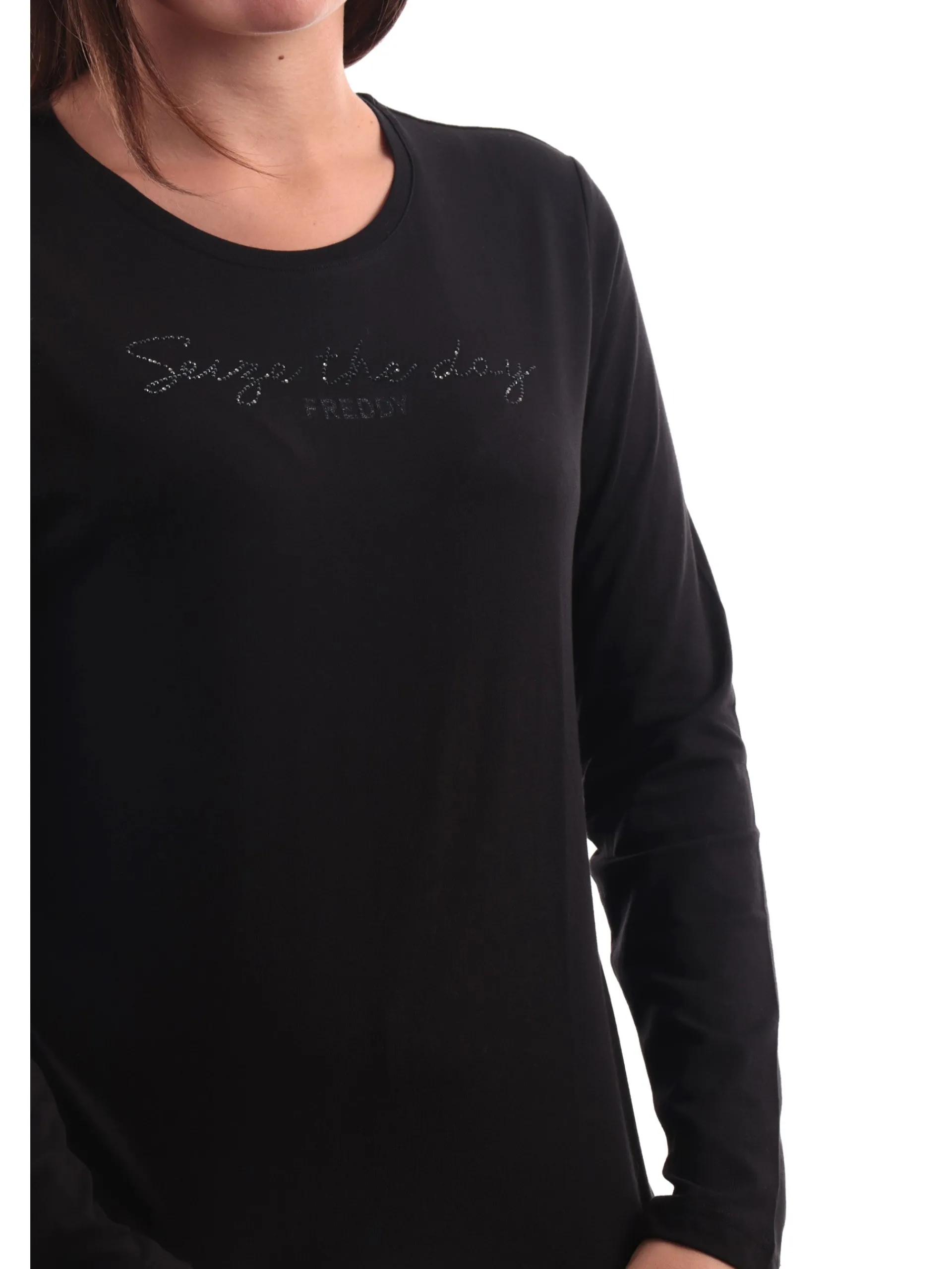 FREDDY T-Shirt*Maglia nera da donna con strass F4WCXT3