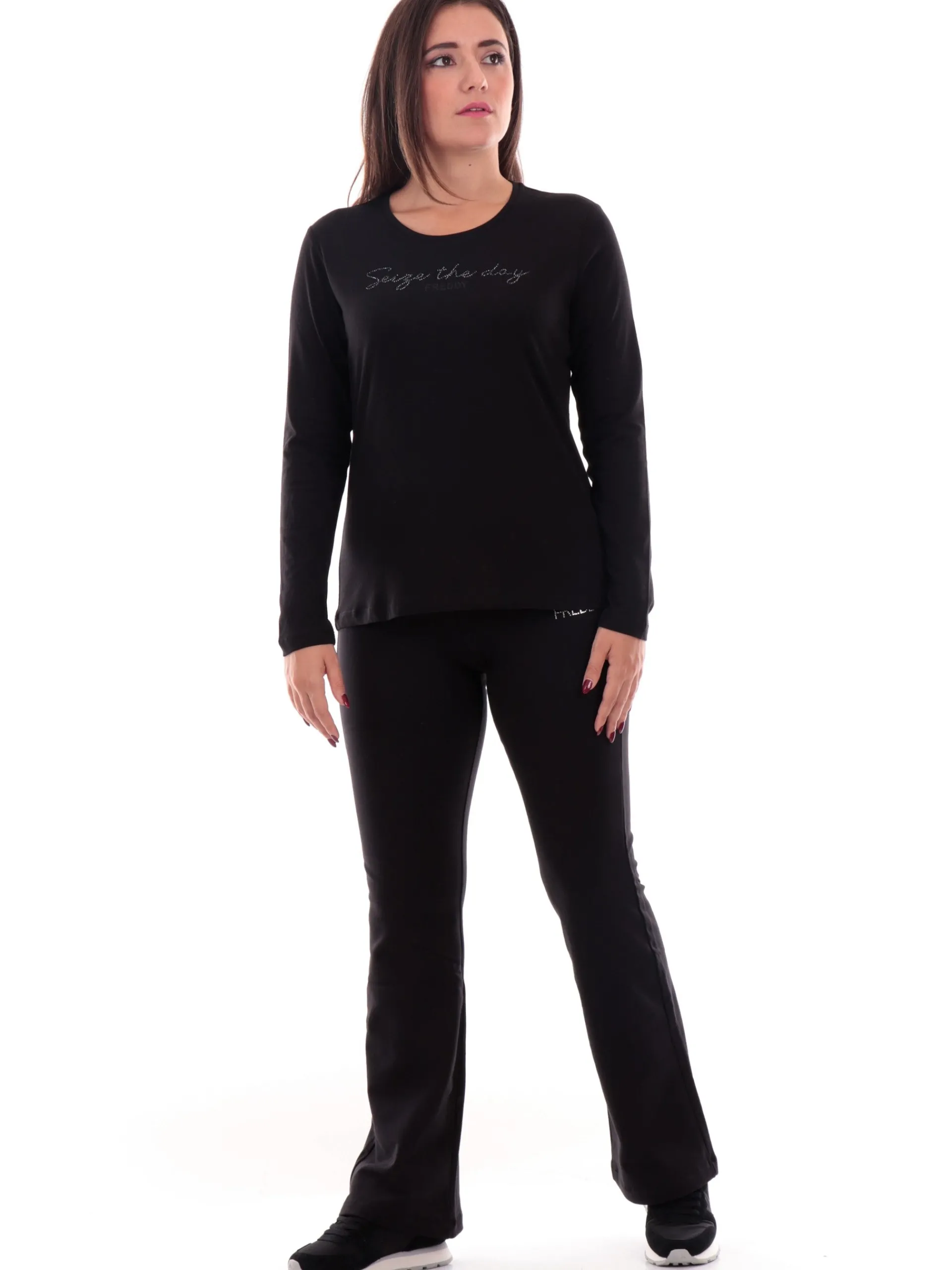 FREDDY T-Shirt*Maglia nera da donna con strass F4WCXT3