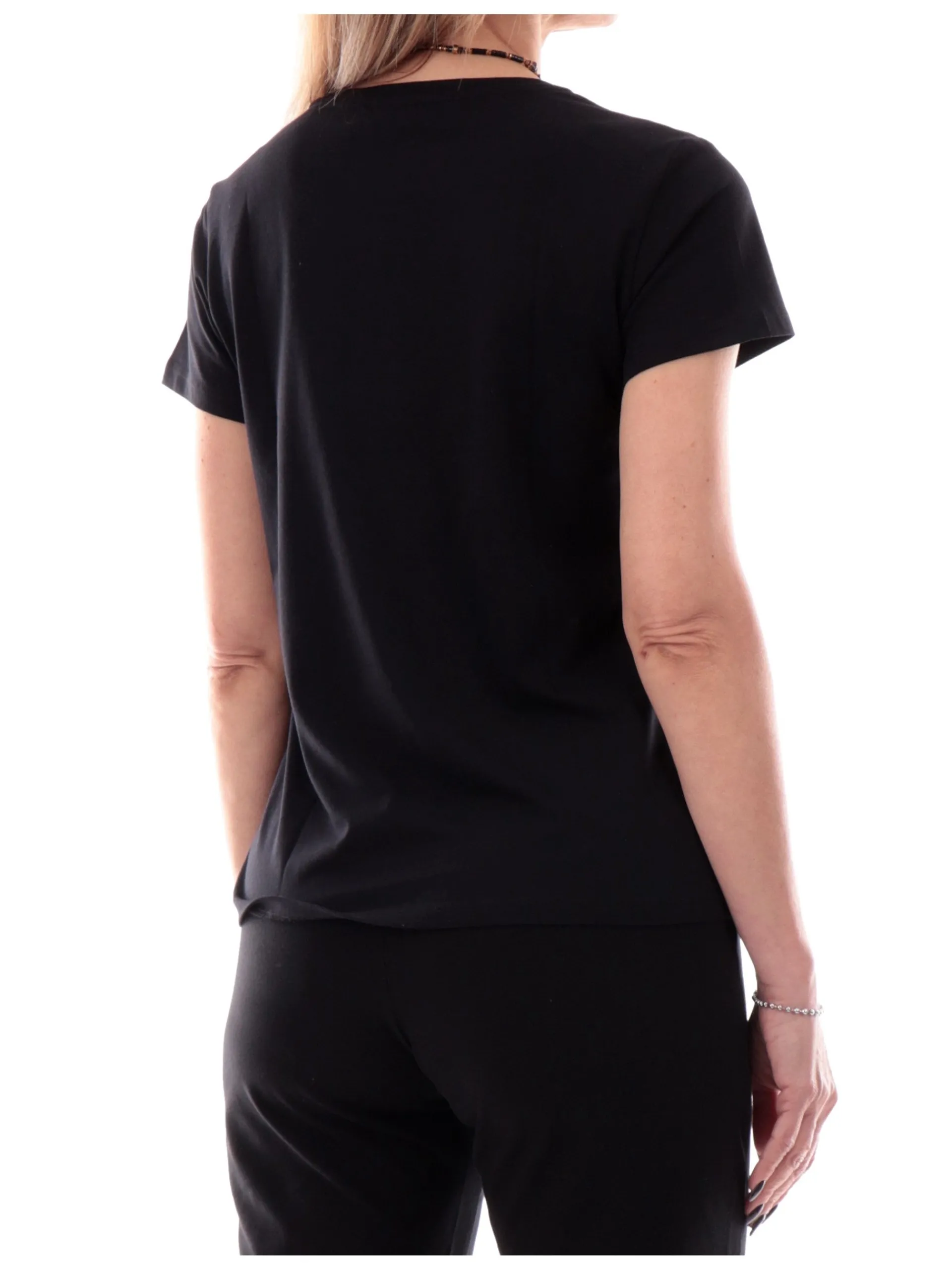 FREDDY T-Shirt*Maglia nera girocollo da donna logo foulard S25WTRT3