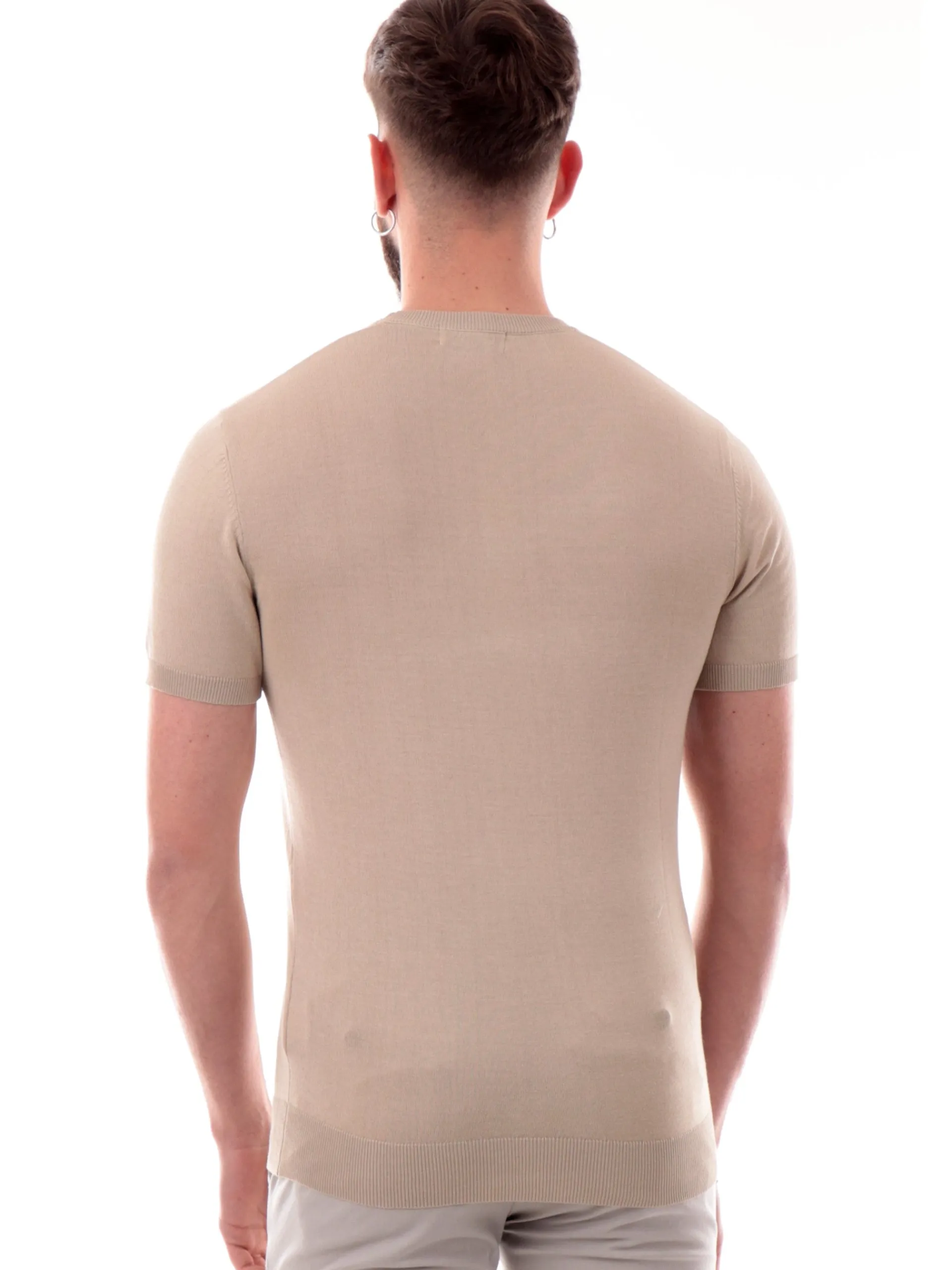 GIANNI LUPO Maglie*Maglia beige girocollo da uomo tessuto in maglia GL510SS25
