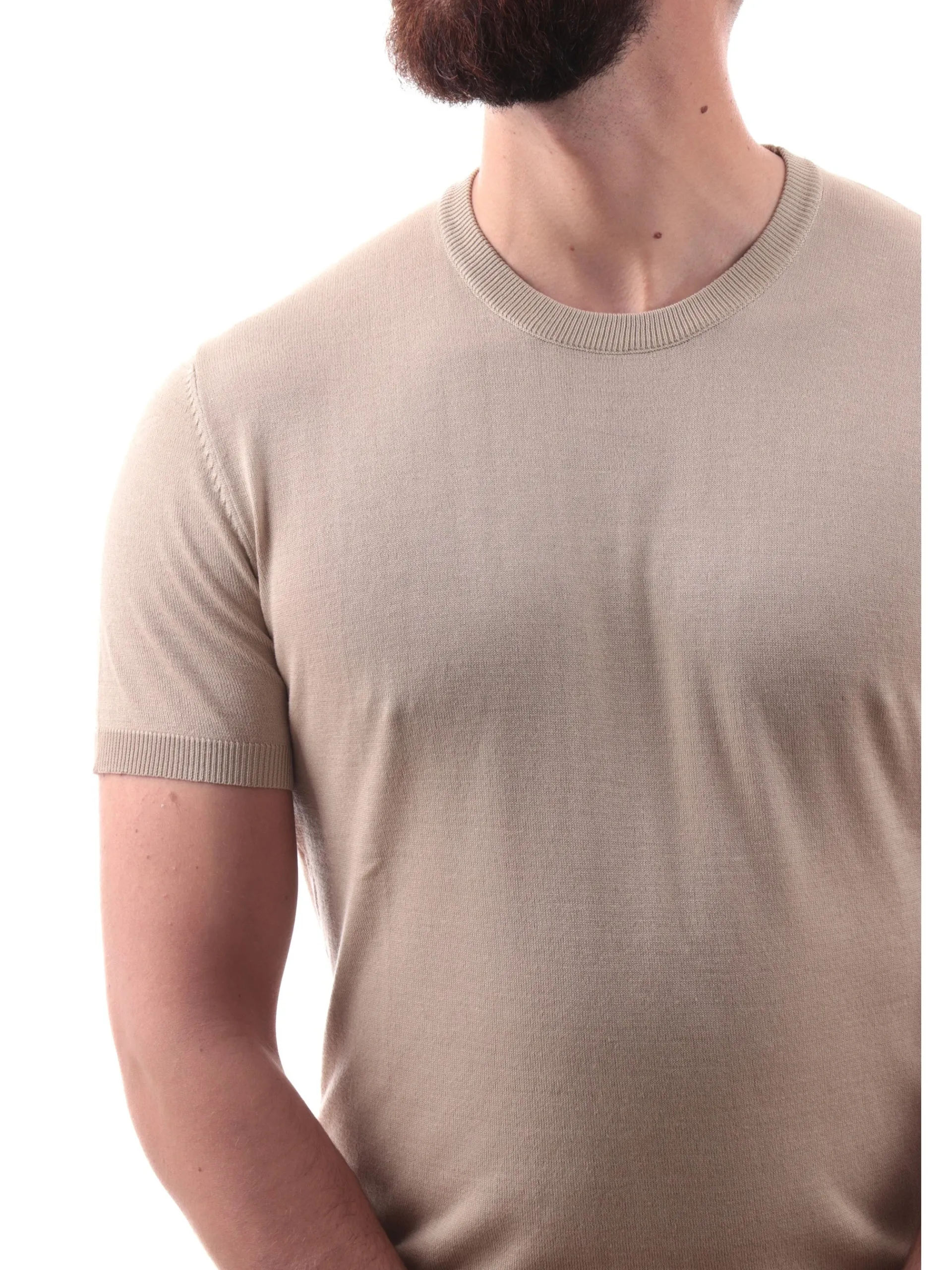 GIANNI LUPO Maglie*Maglia beige girocollo da uomo tessuto in maglia GL510SS25