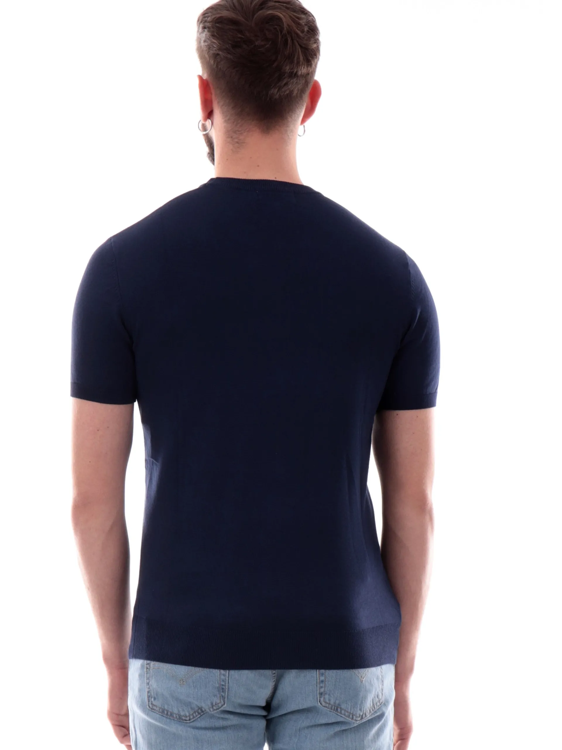 GIANNI LUPO Maglie*Maglia blu girocollo da uomo tessuto in maglia GL510SS25