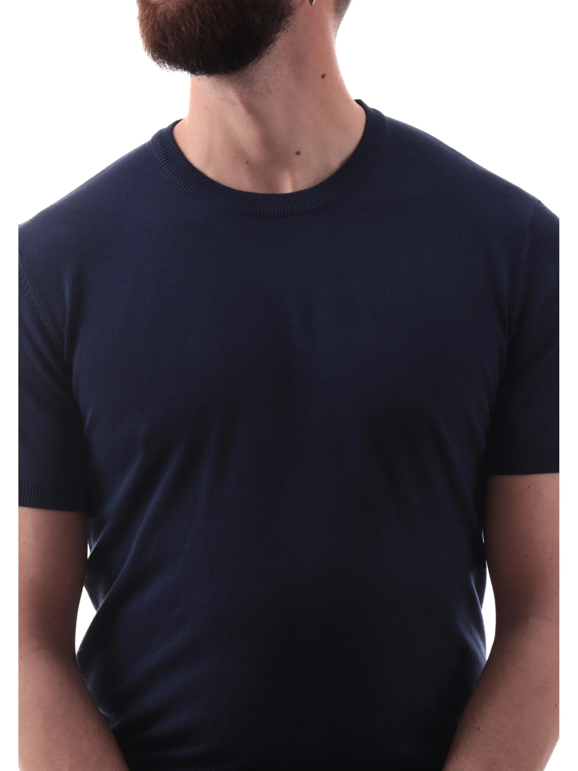 GIANNI LUPO Maglie*Maglia blu girocollo da uomo tessuto in maglia GL510SS25