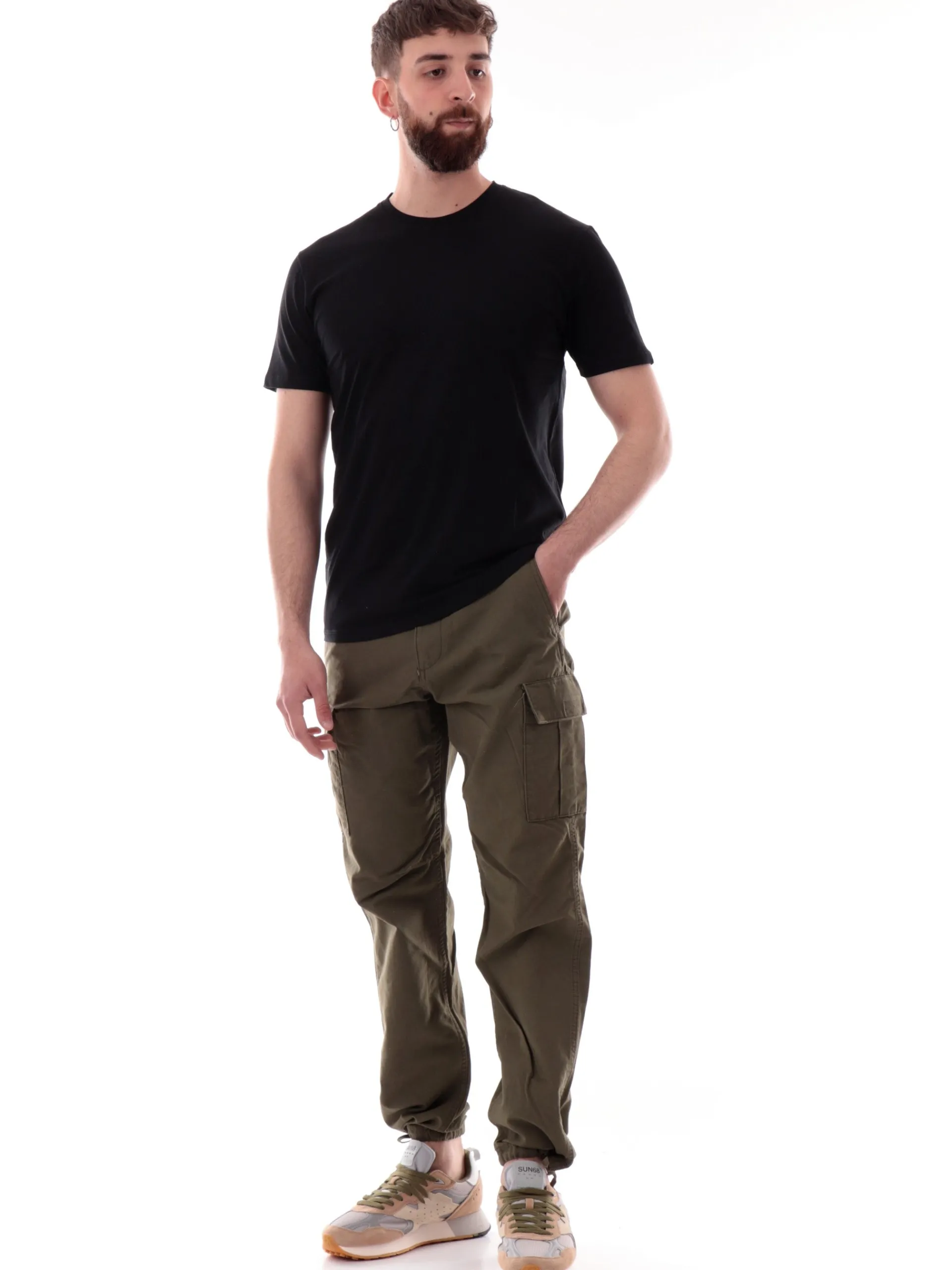 GIANNI LUPO T-Shirt*Maglia nera girocollo da uomo maniche corte GL1078FS25