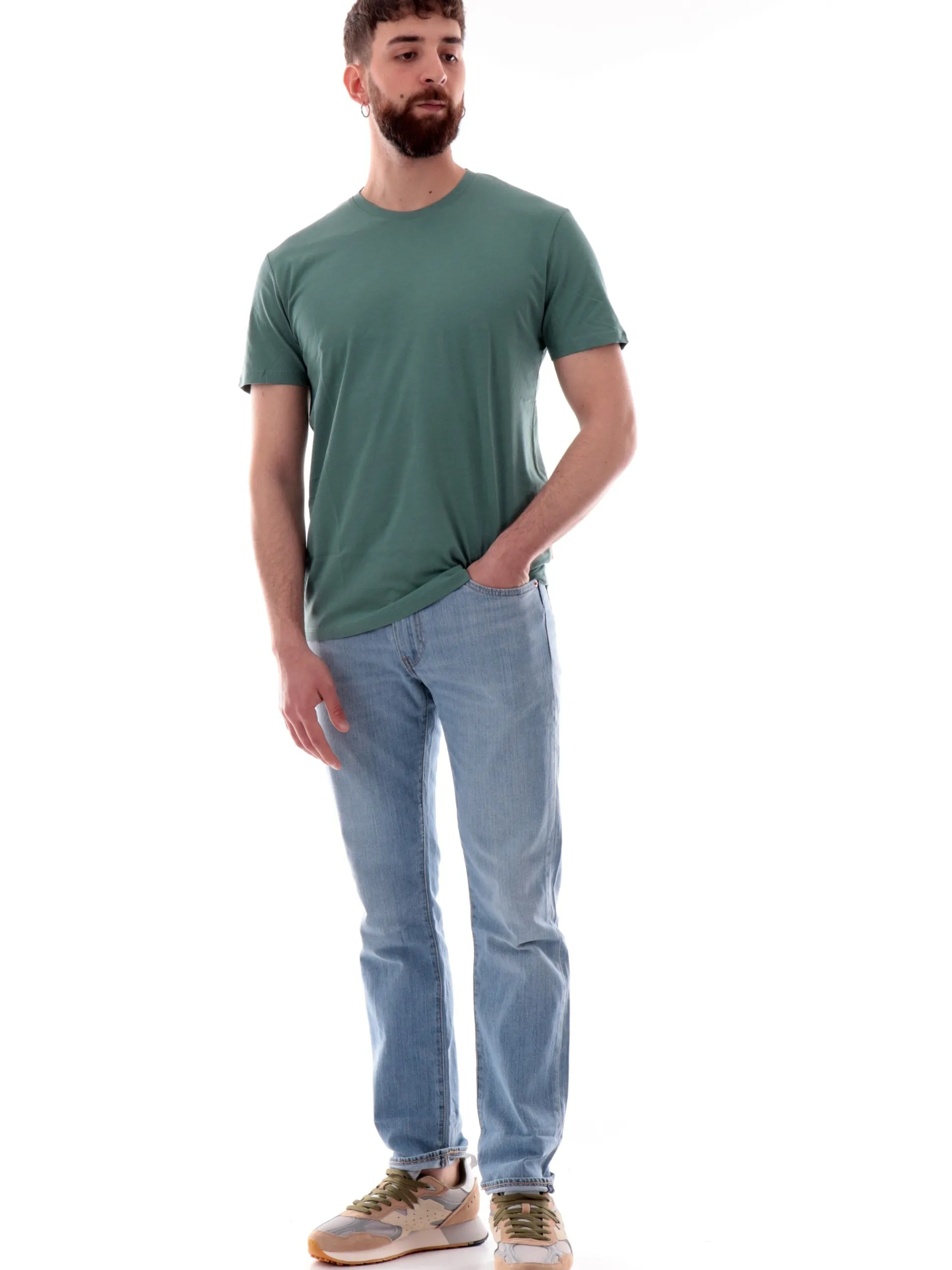 GIANNI LUPO T-Shirt*Maglia verde girocollo da uomo maniche corte GL1078FS25