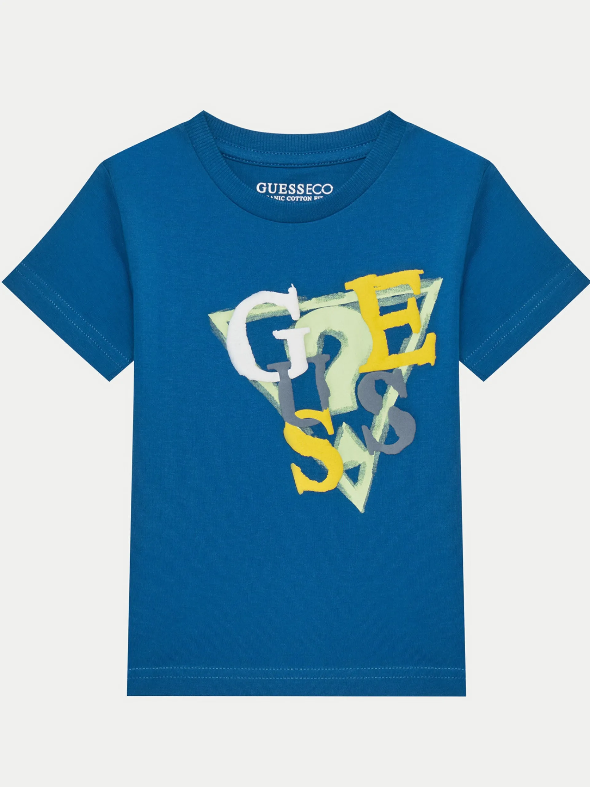 GUESS T-Shirt*Maglia blu da bambino maxi stampa patch gommato N5GI10K8HM4