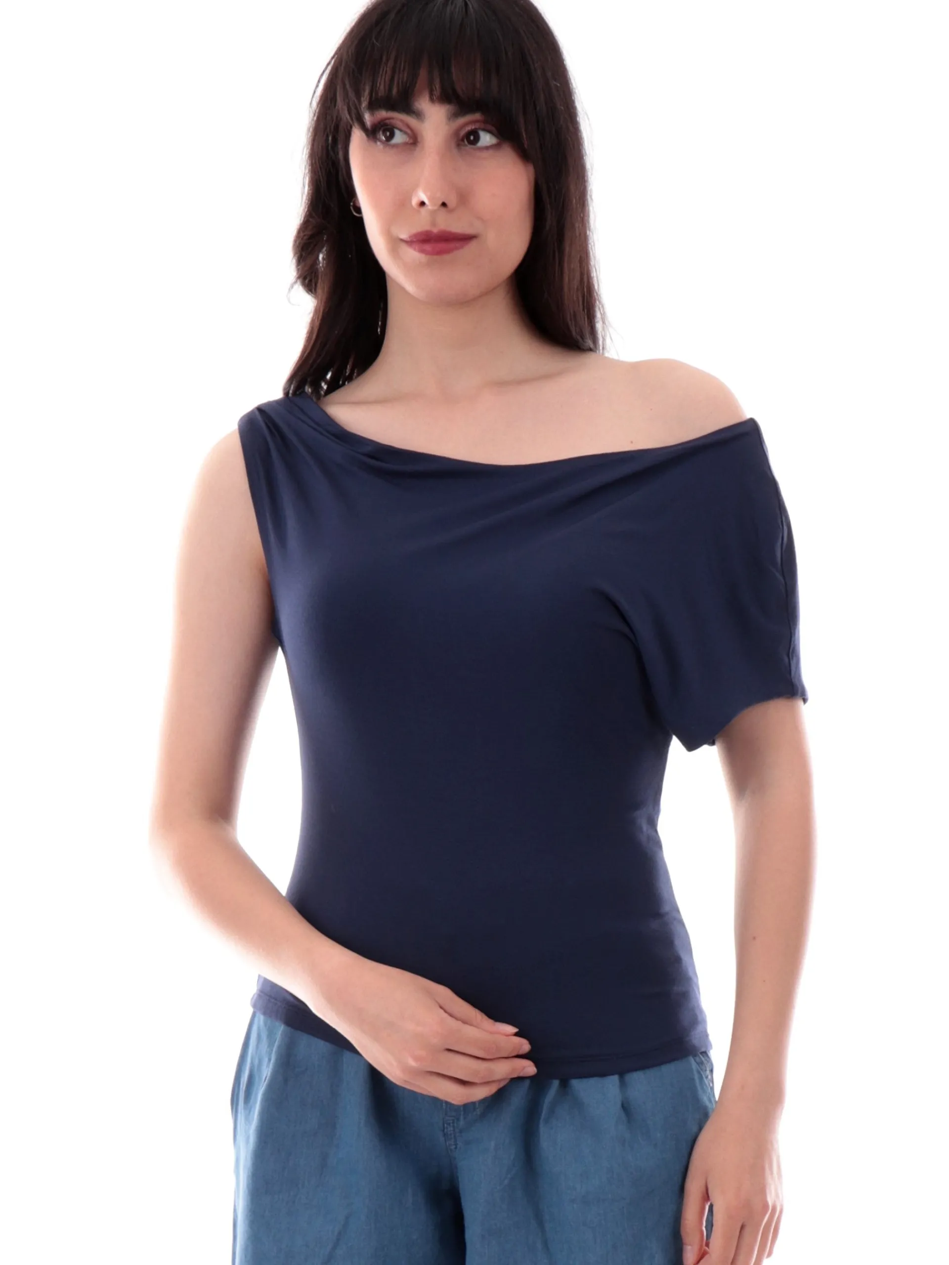 GUESS Maglie*Maglia Blu da donna monospalla W5GP46KACM2G7P1