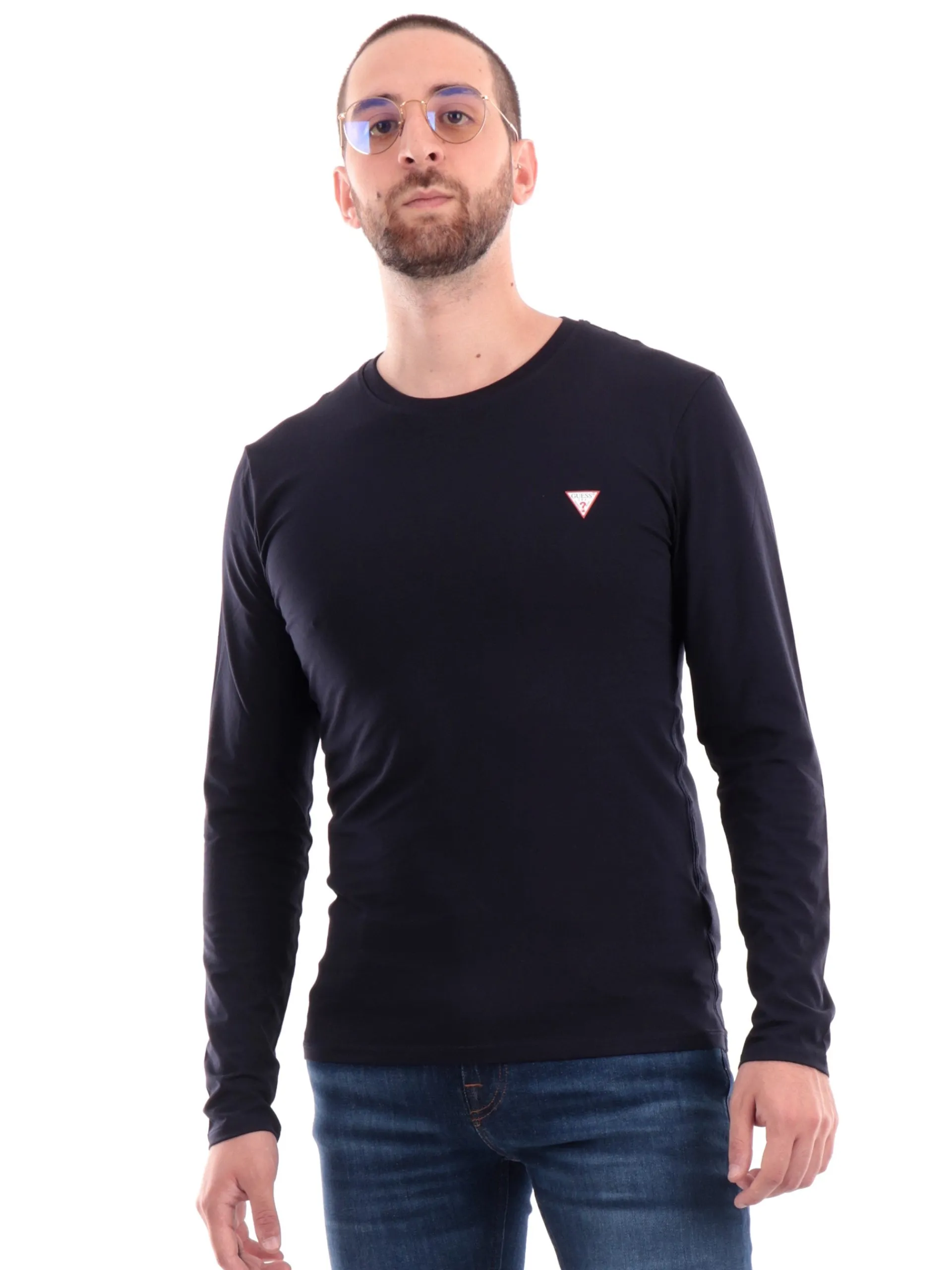 GUESS T-Shirt*Maglia blu da uomo con logo M2YI28J1314