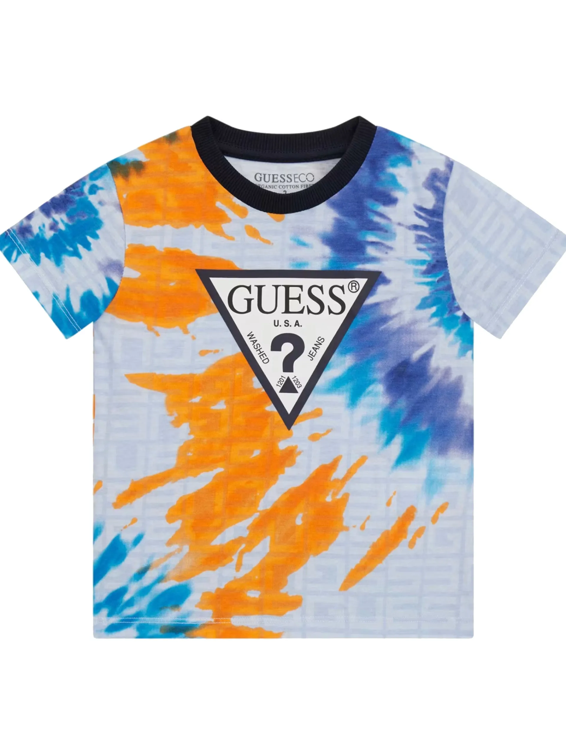 GUESS T-Shirt*Maglia celeste da bambino triangolo nero N5GI07K8HM4