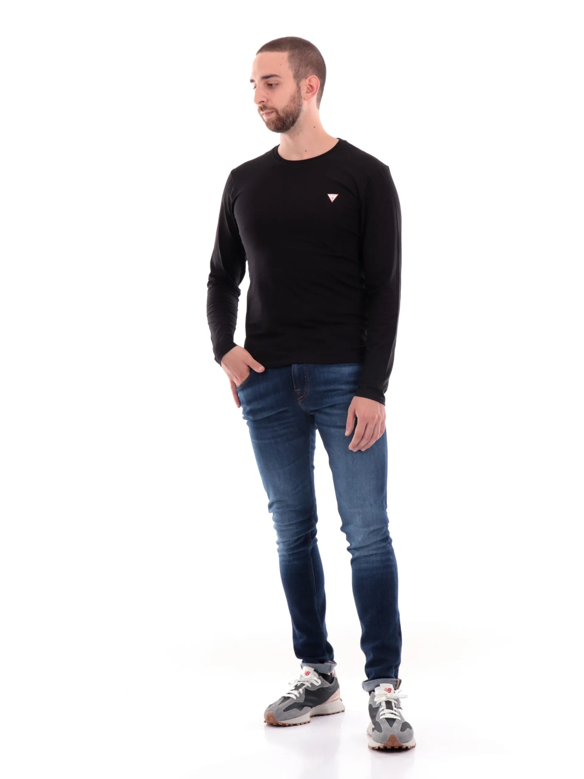 GUESS T-Shirt*Maglia nera da uomo con logo M2YI28J1314