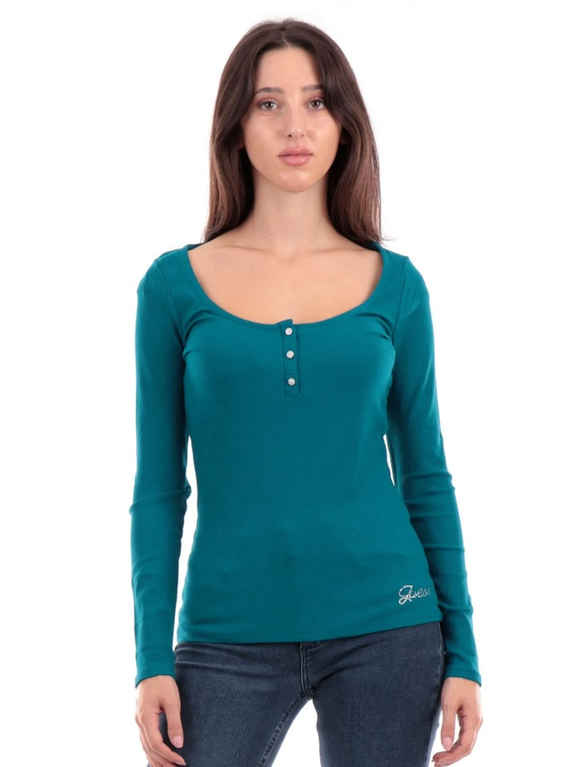 GUESS Maglie*Maglia verde da donna Karlee Jewel W2YP46KBCO2